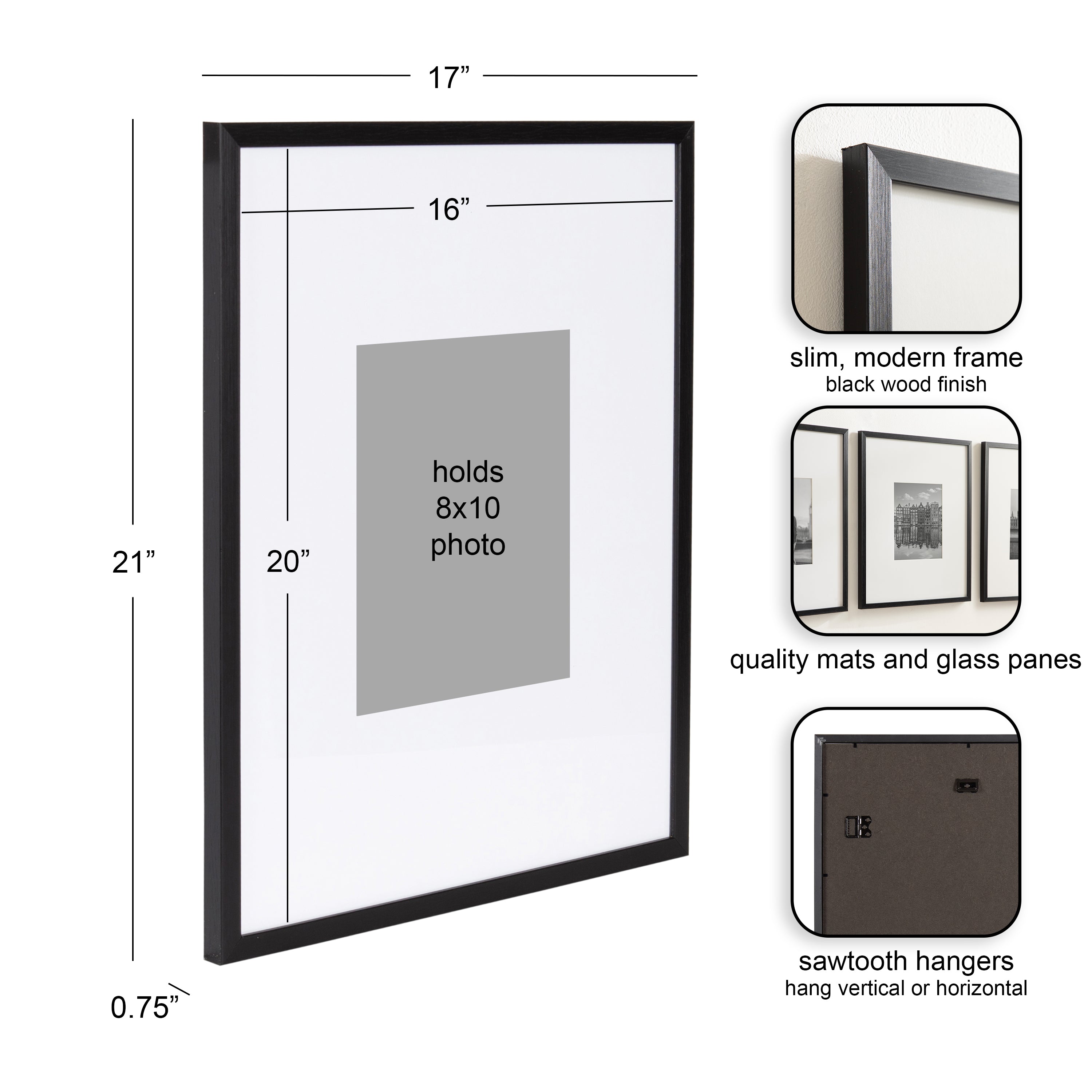 Wall Frame Black 16x20 matted to 8x10 2