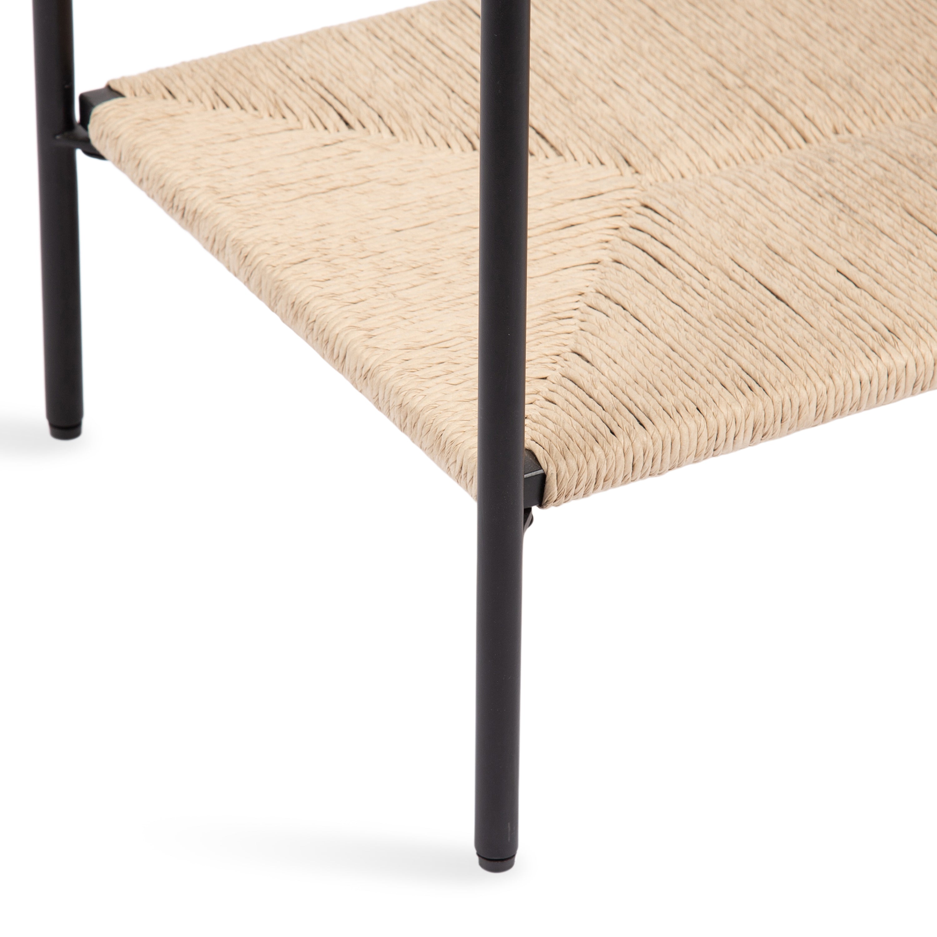 Mandell Wood and Natural Woven Side Table