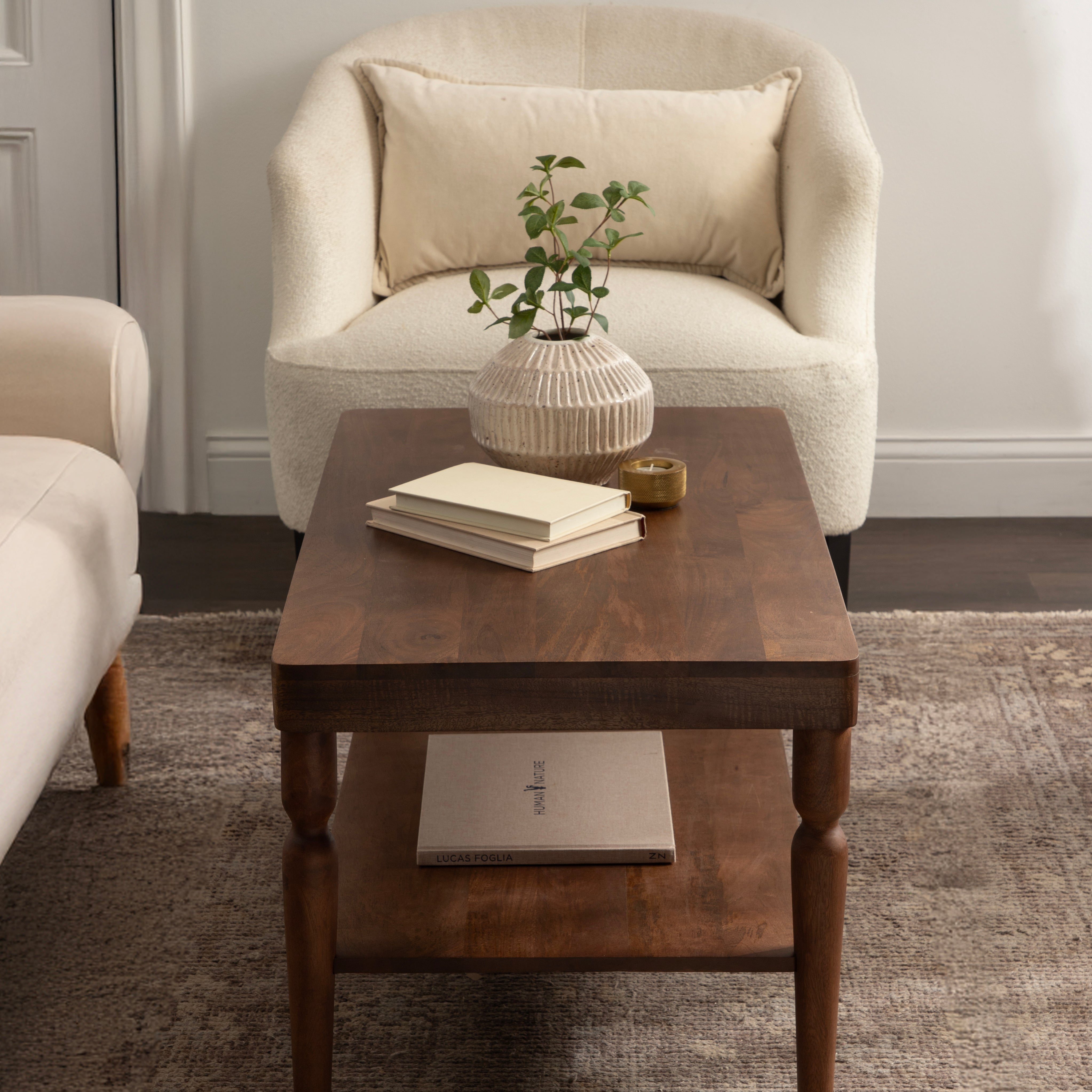 Coffee Table 36x20x18 Walnut Brown 7