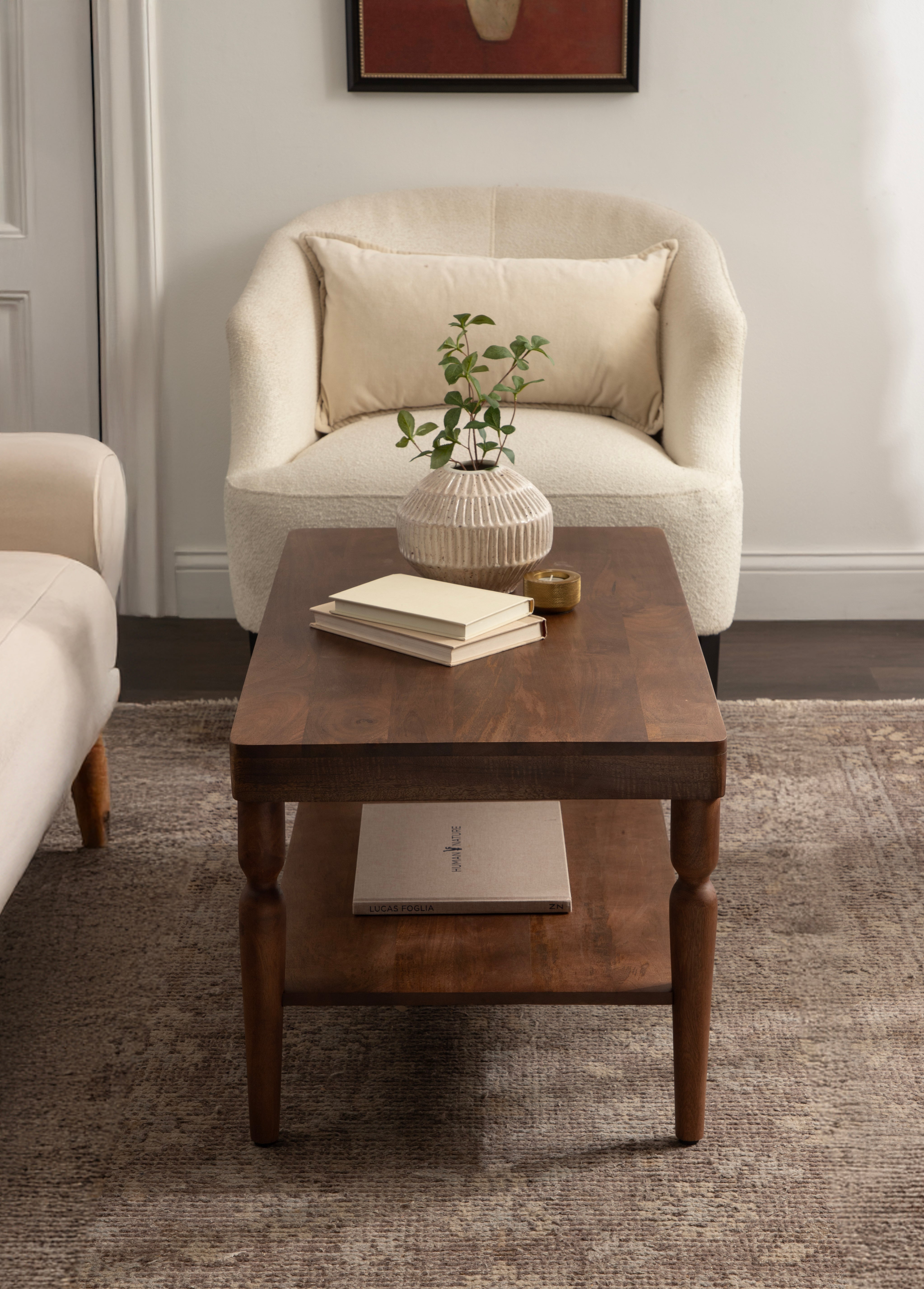 Coffee Table 36x20x18 Walnut Brown 7