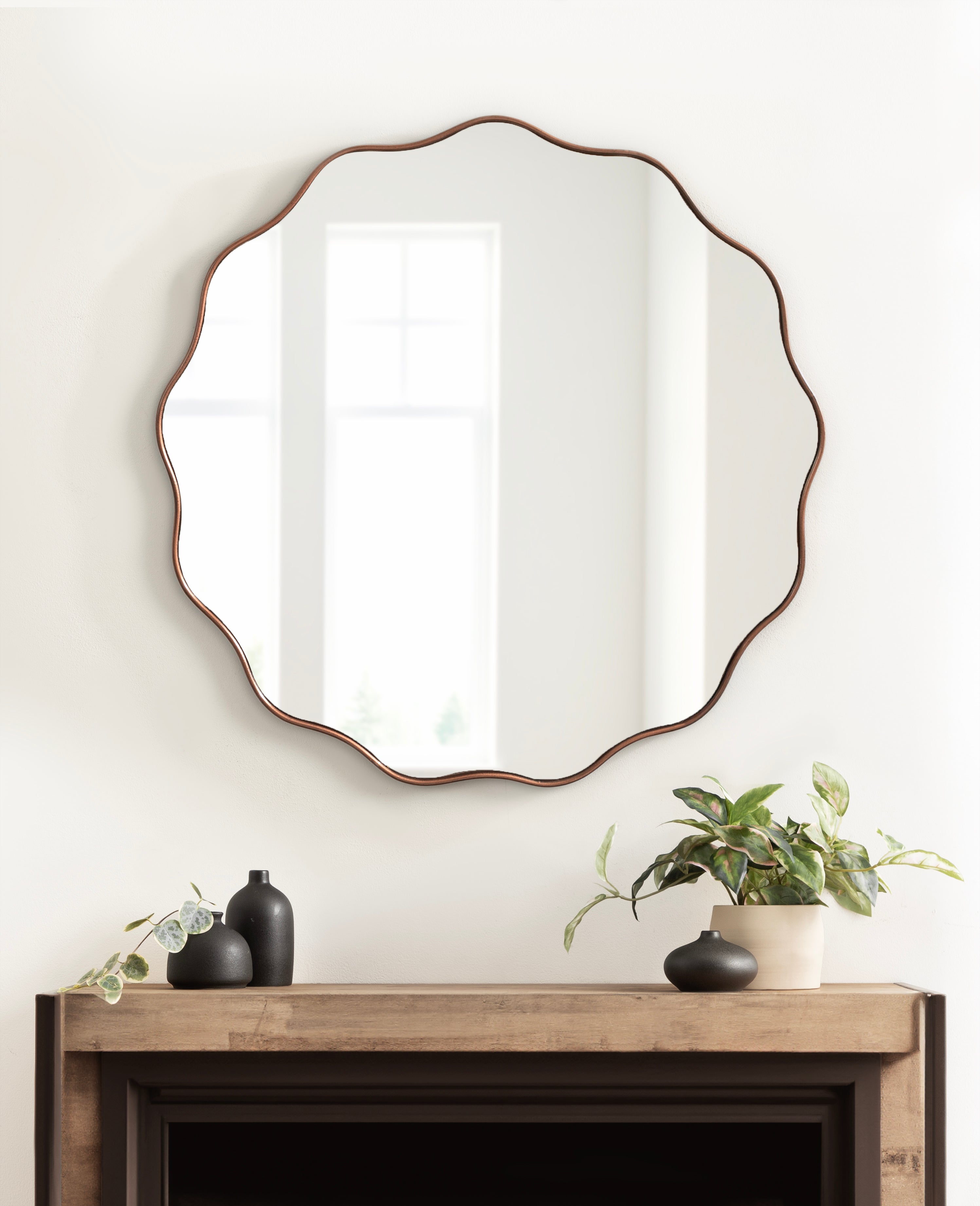 Viona Round Scalloped Mirror