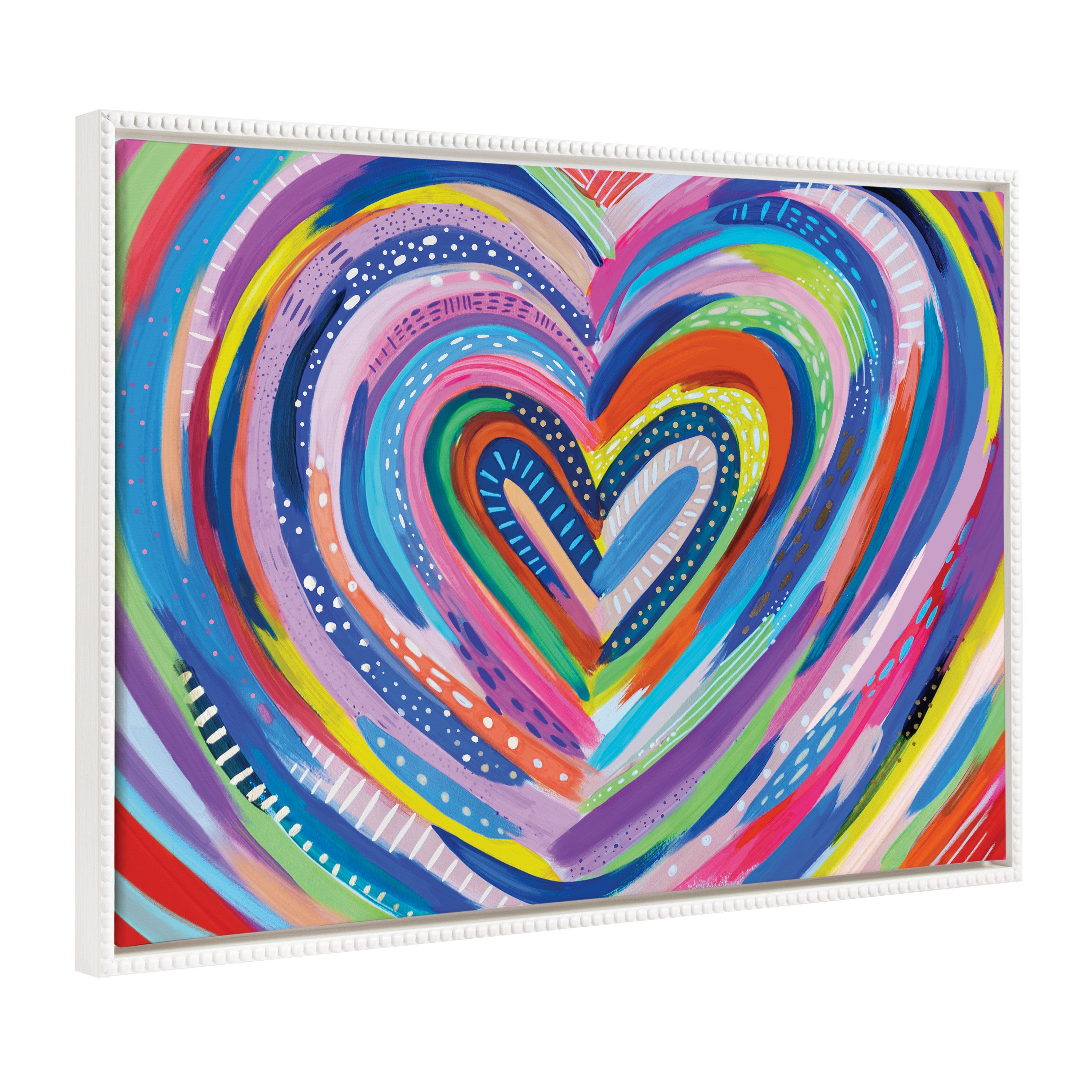 Sylvie Beaded EV Heart Burst 1 Framed Canvas by EttaVee