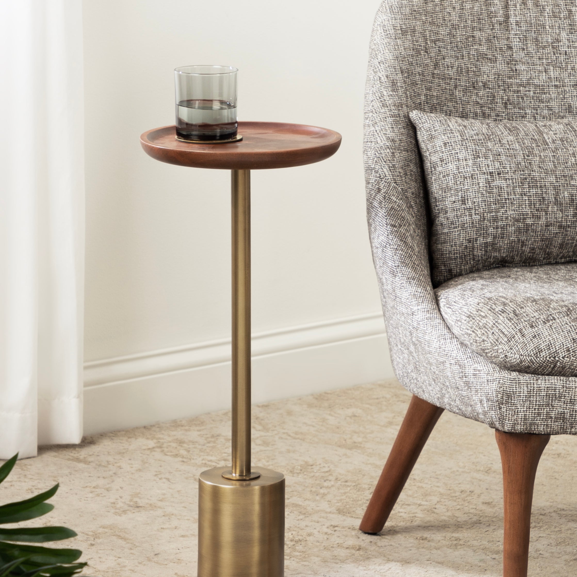 Side Table Walnut Brown Gold 10x10x24 6