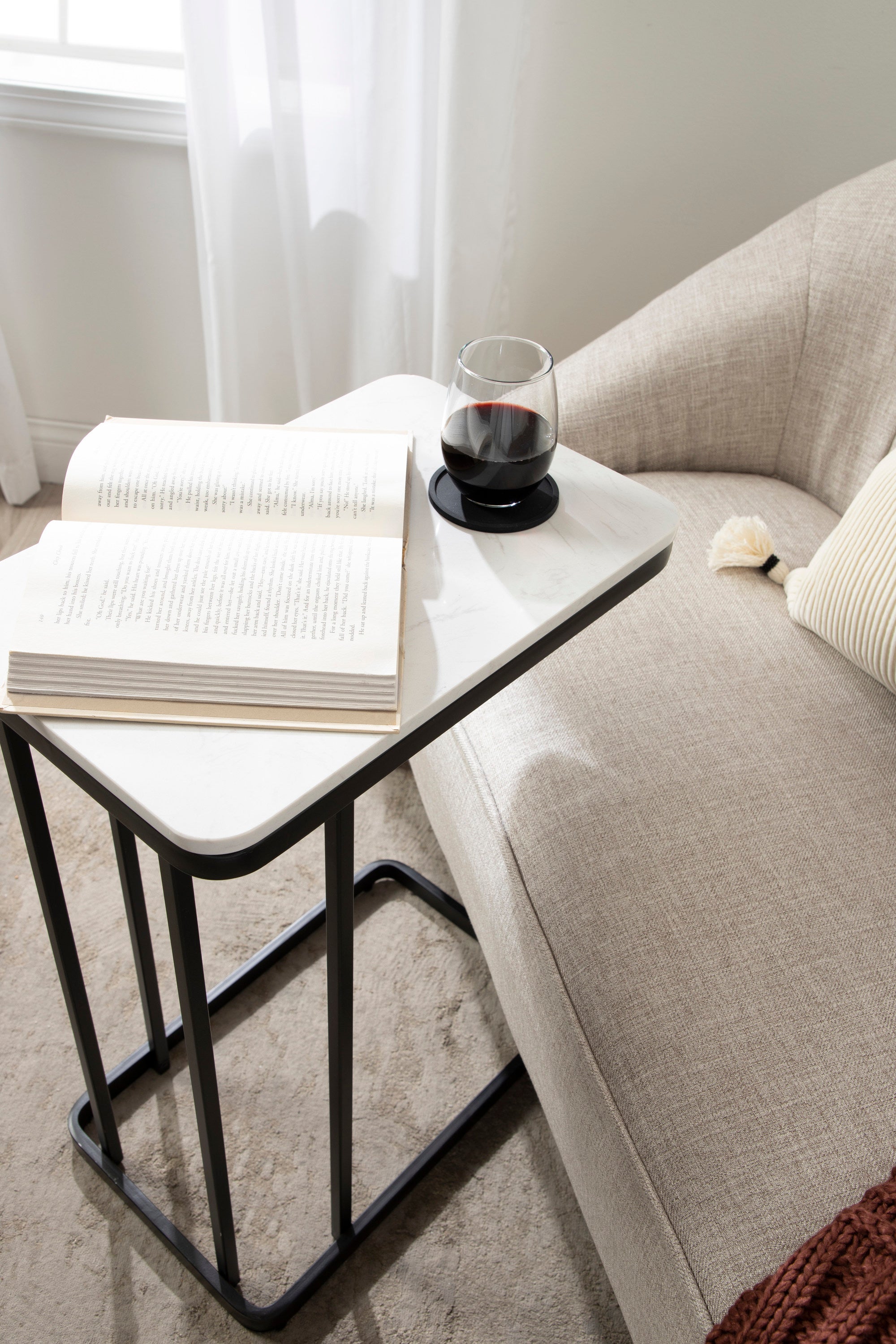 Credele Cultured Marble and Metal Accent C-Table