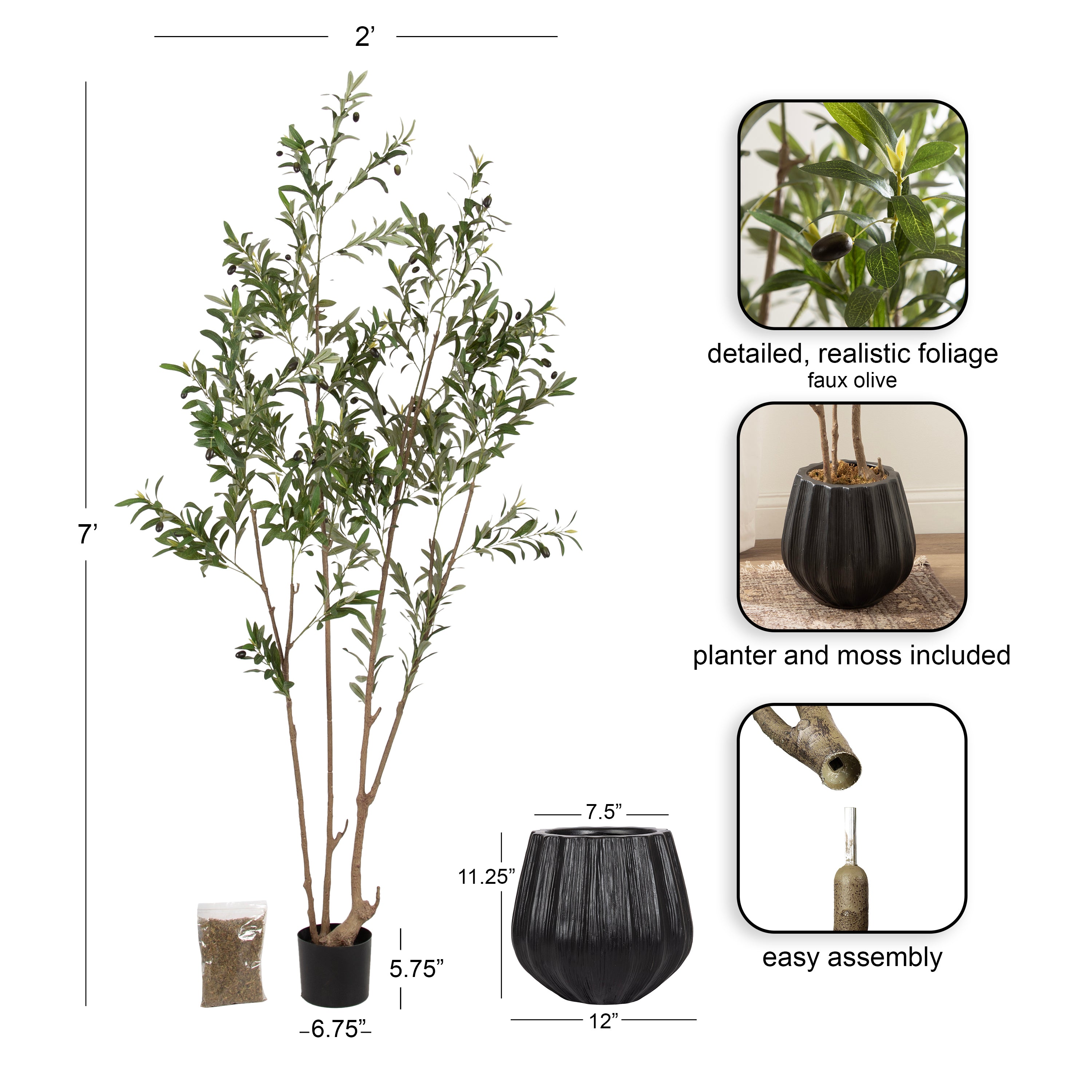 Faux Tree 7' Black 2