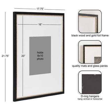 Wall Frame Black Gold 16x20 matted to 8x10 2