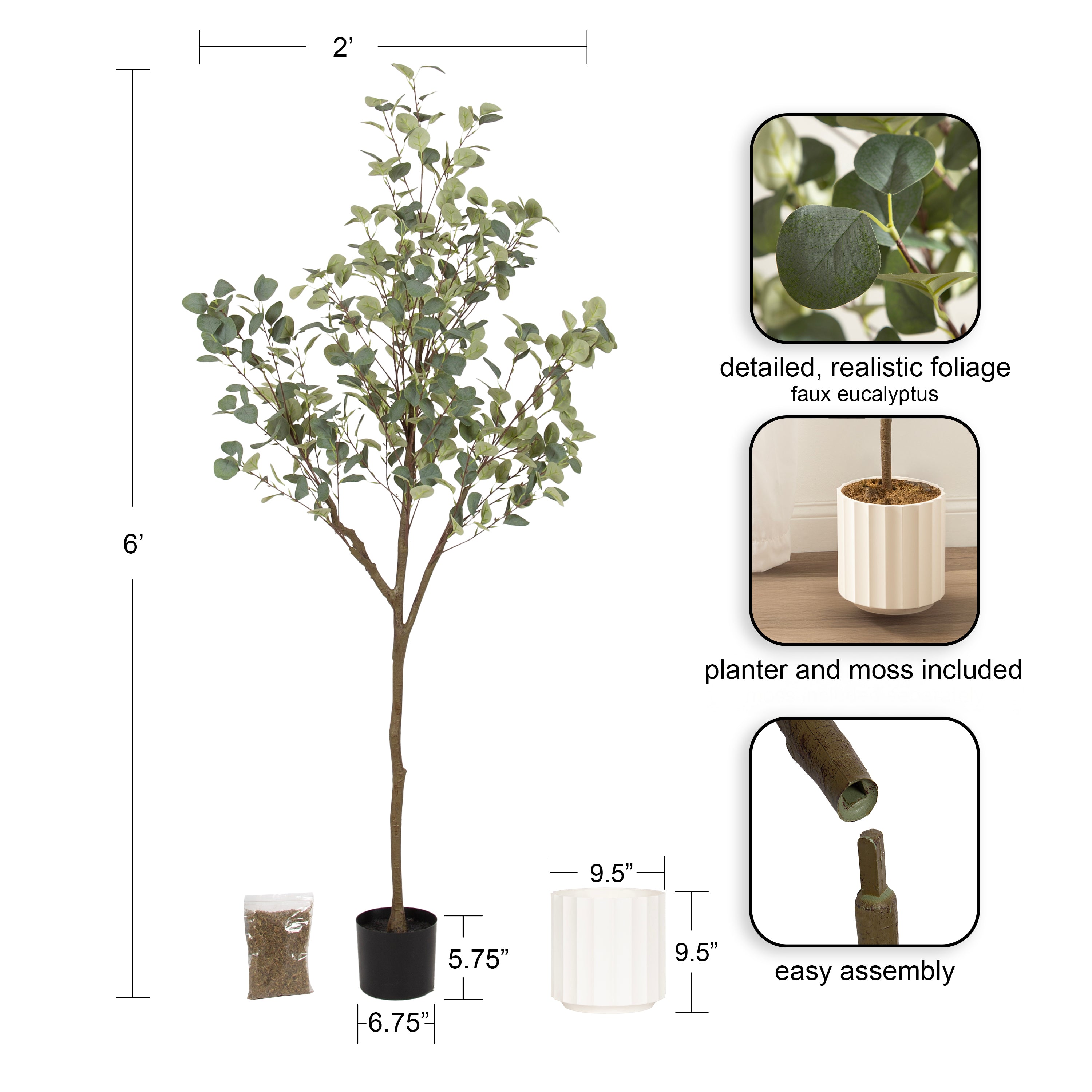 Faux Tree White 6' 2