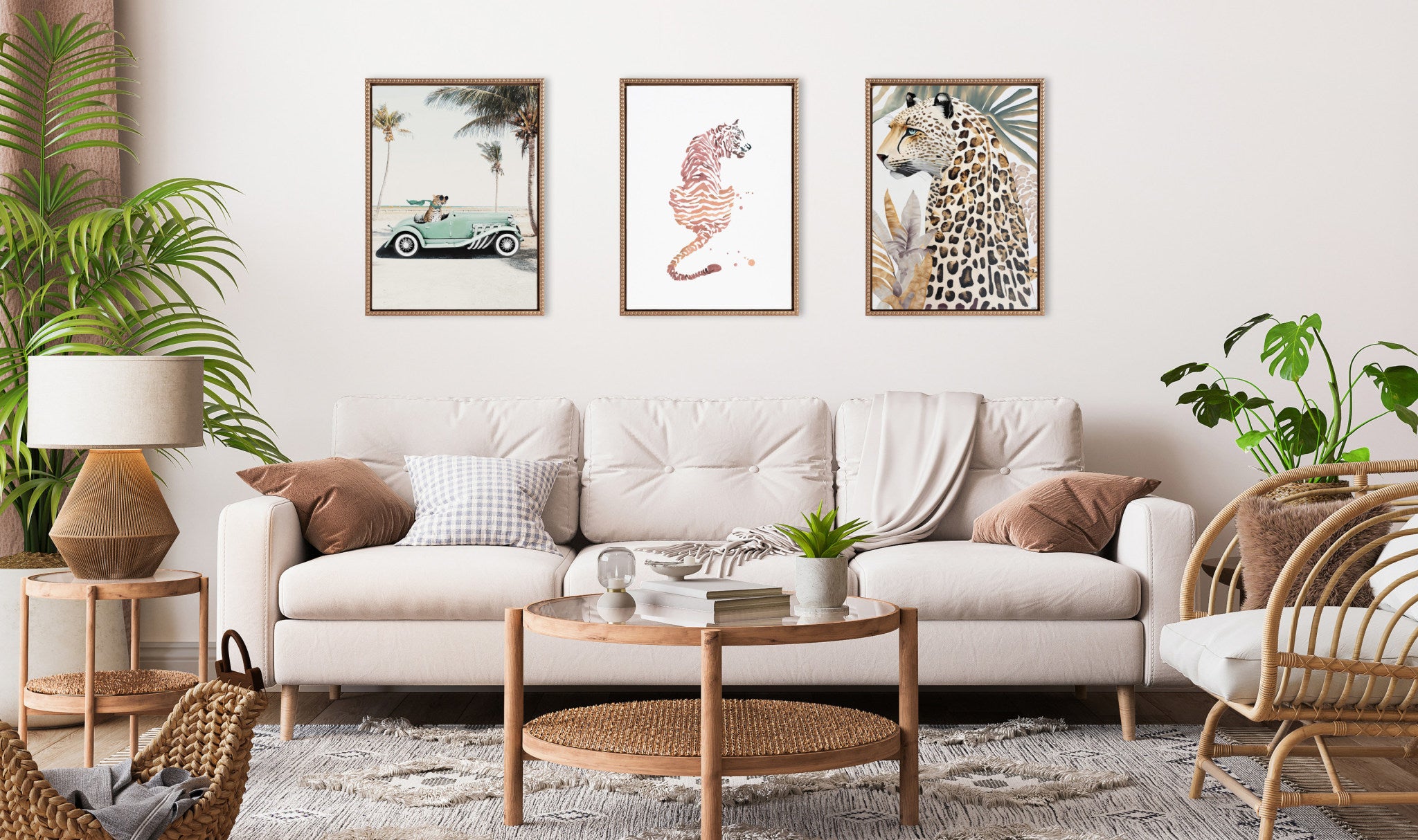 Sylvie Beaded Boho Tiger Framed Canvas by Viola Kreczmer