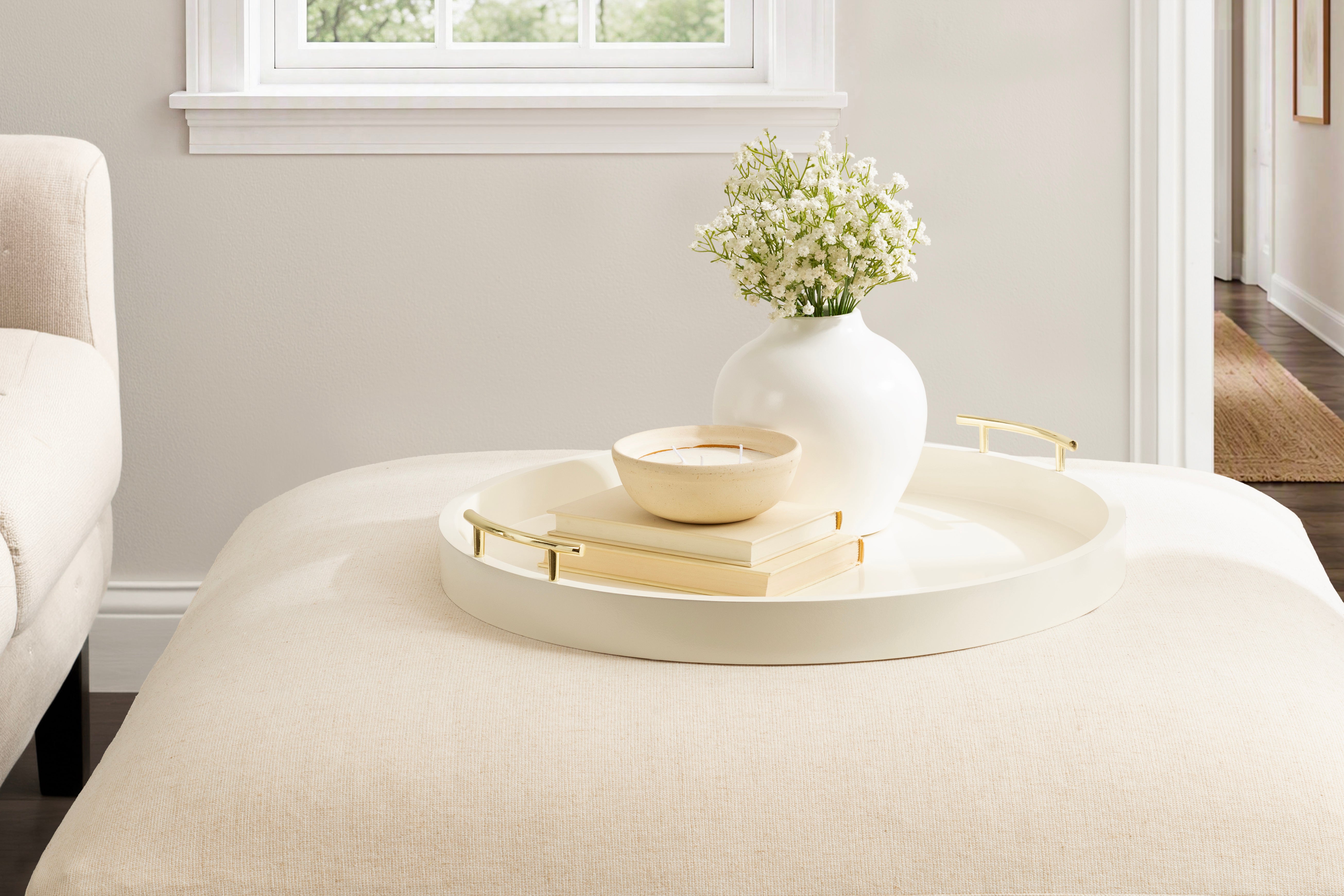 Single Tray 22" Diameter Ivory Gold 6