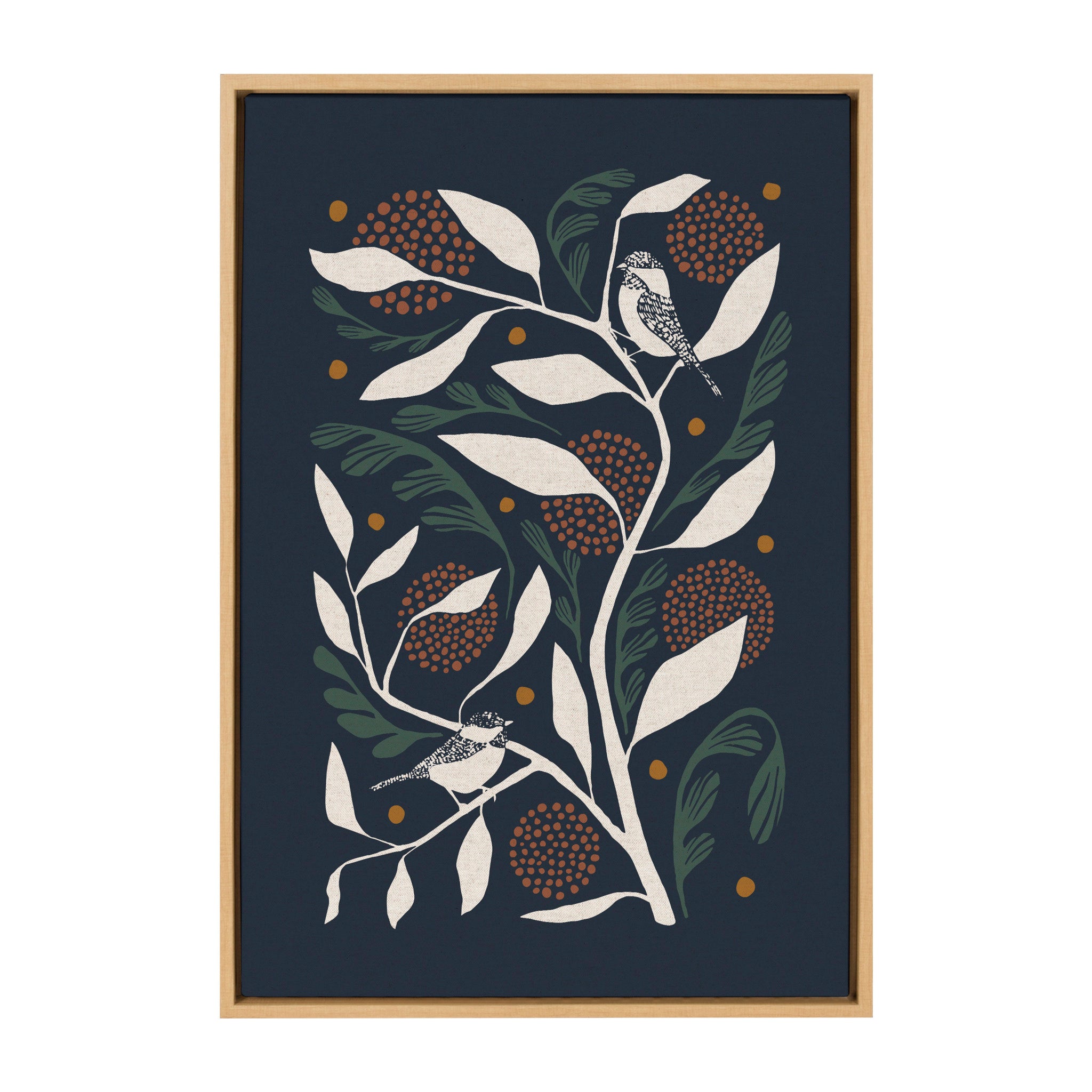 Sylvie HB Duo Bird Branch Framed Canvas by Hannah Beisang