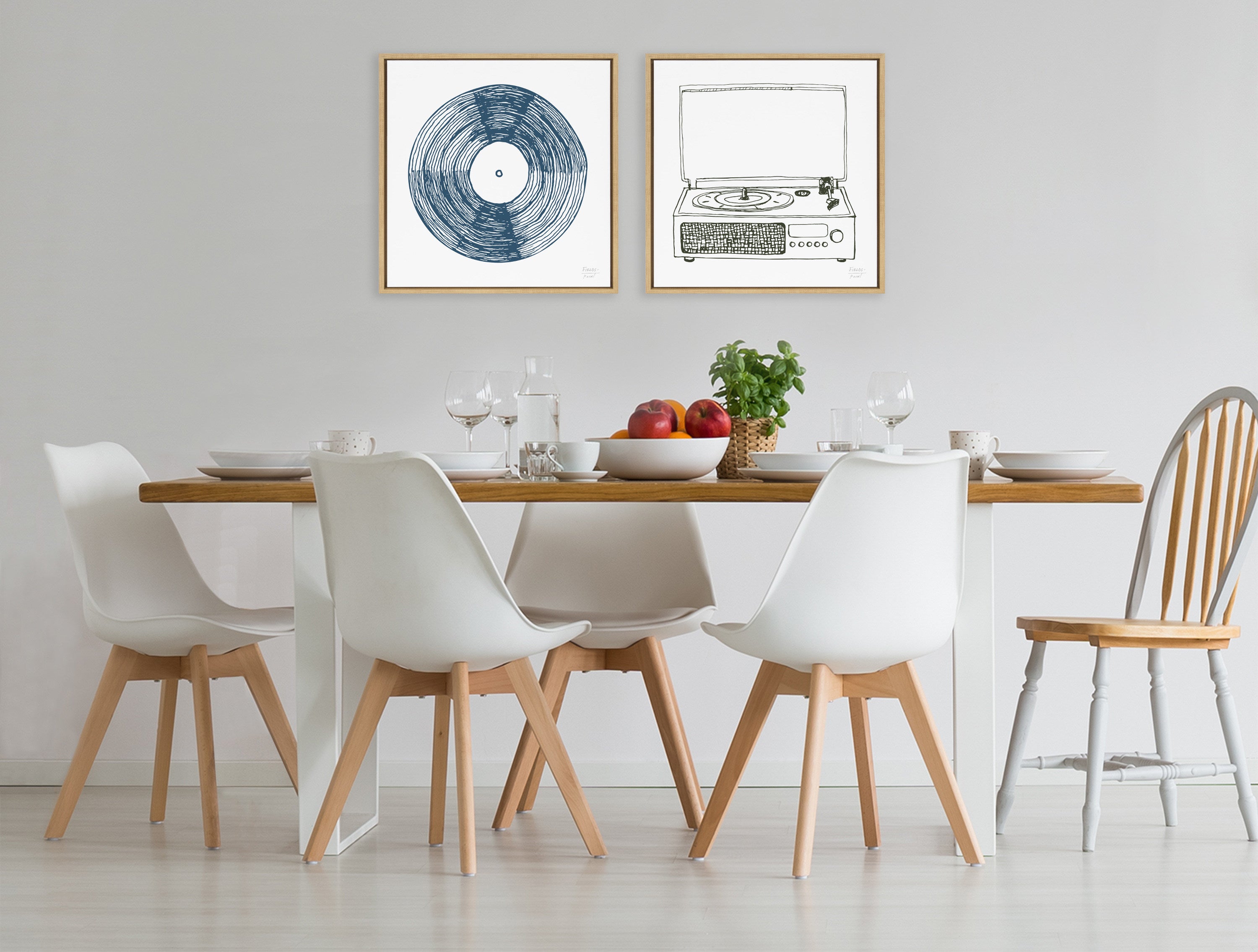 Sylvie Record Blue Framed Canvas by Statement Goods