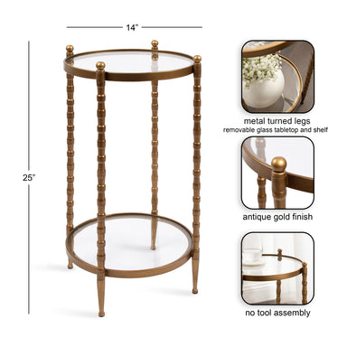 Side Table 14x14x25 Gold 2