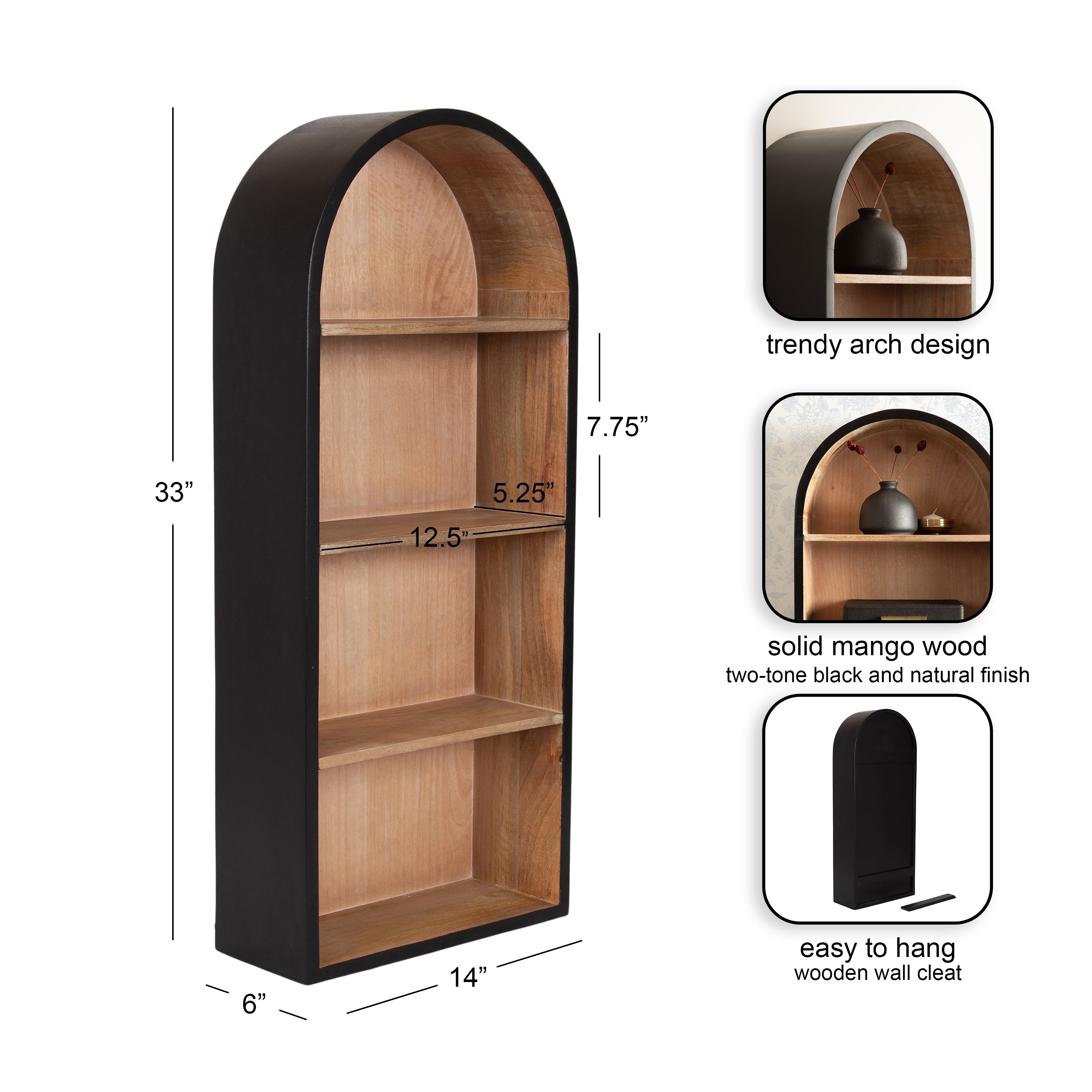 Accent Shelf 14x6x33 Natural Black 2