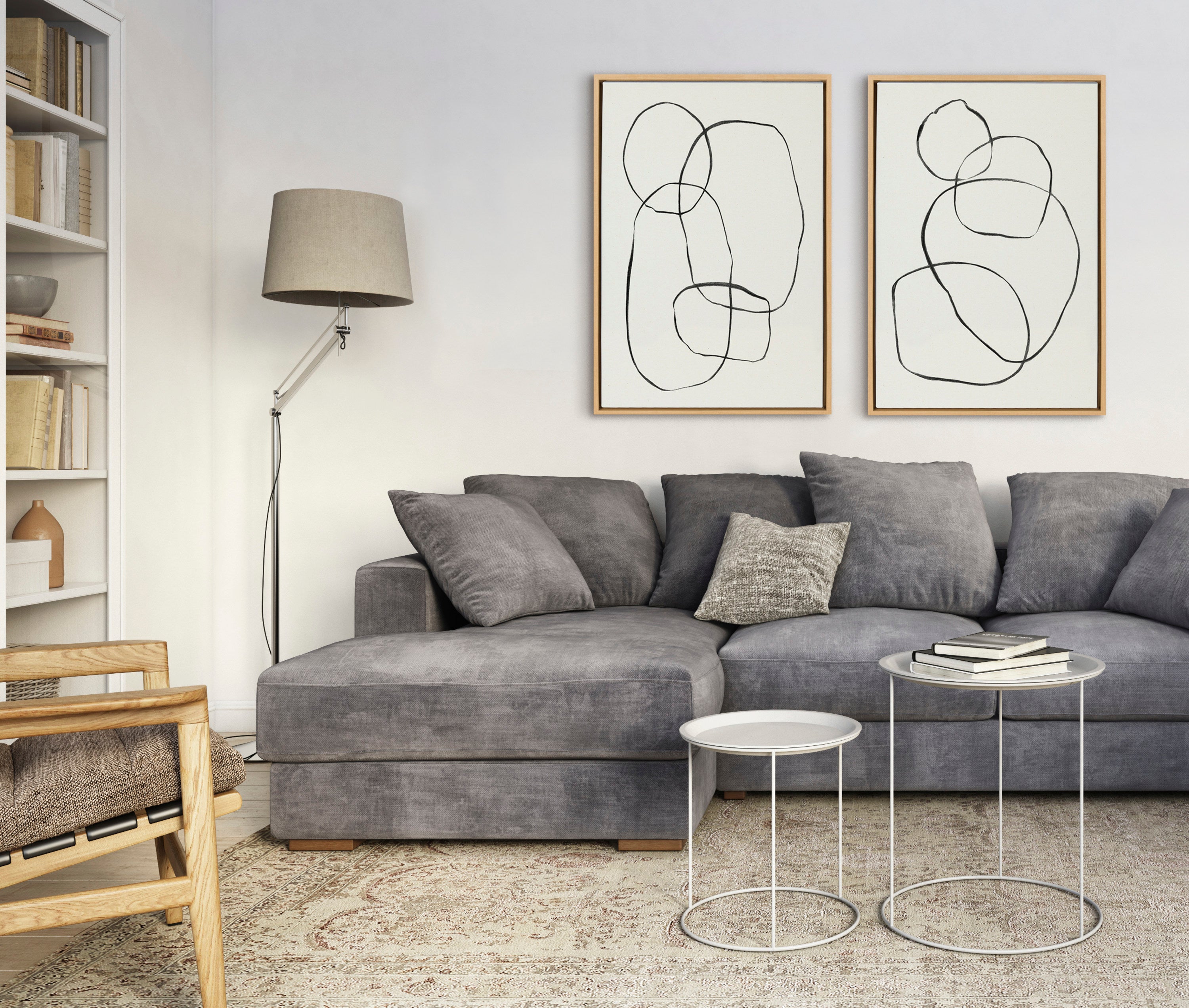 Sylvie Going in Circles Framed Textured Canvas Set by Teju Reval of SnazzyHues