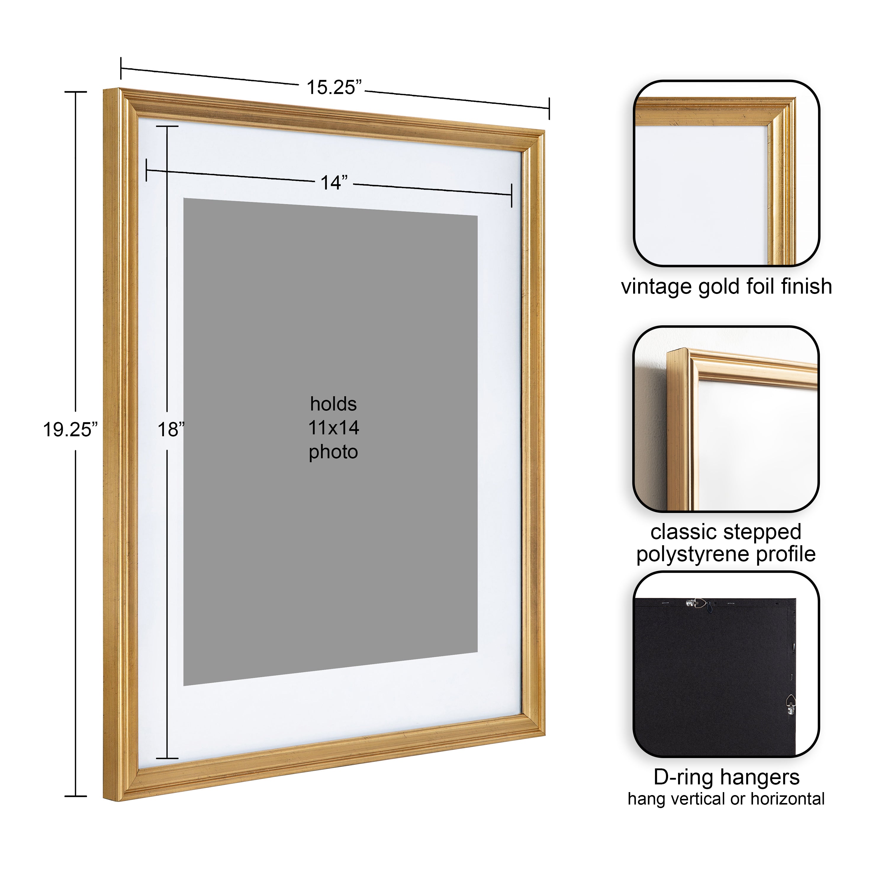 Wall Frame Gold 14x18 matted to 11x14 2