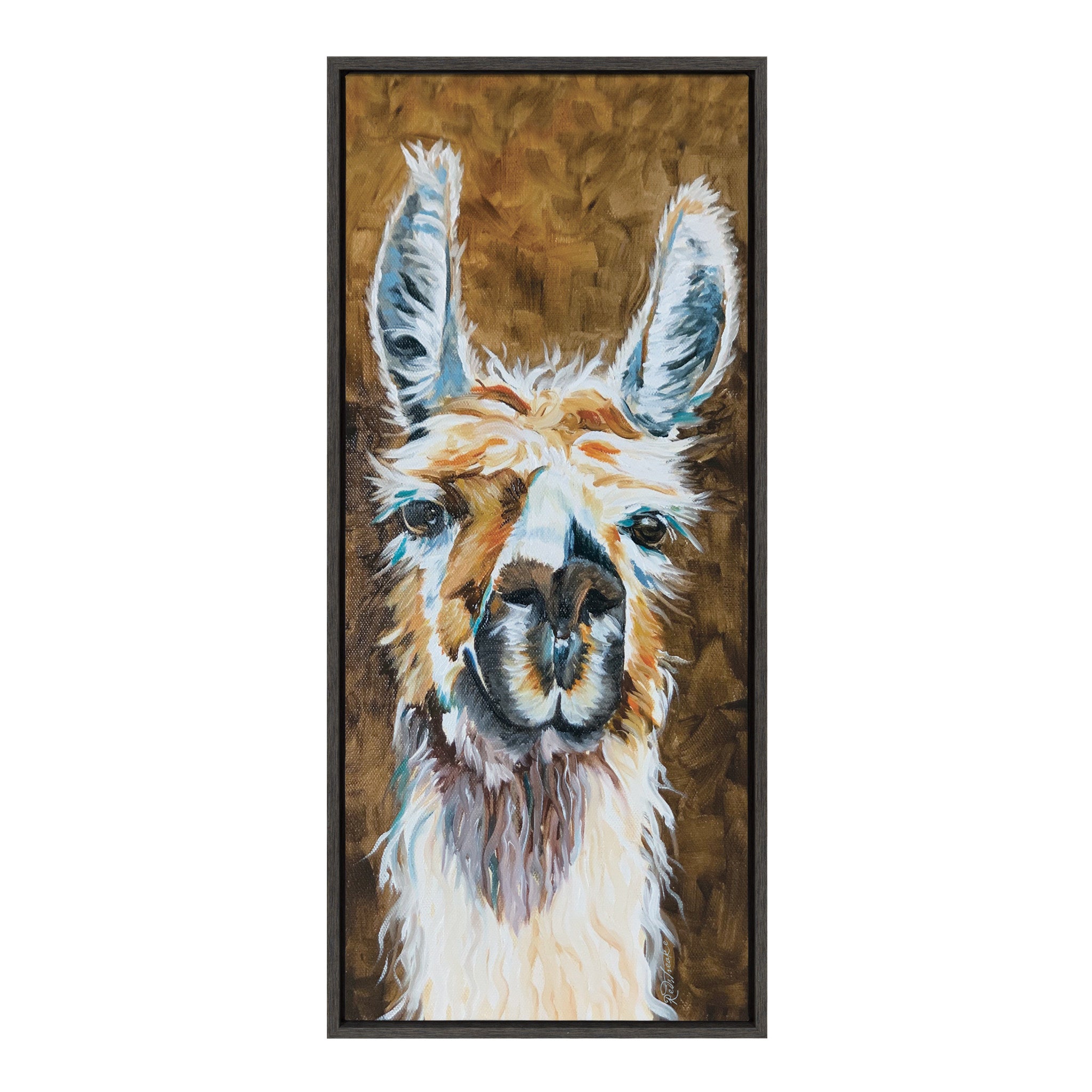 Sylvie Adorable Alpaca Portrait Framed Canvas by Jennifer Redstreake Geary of Redstreake Fine Art