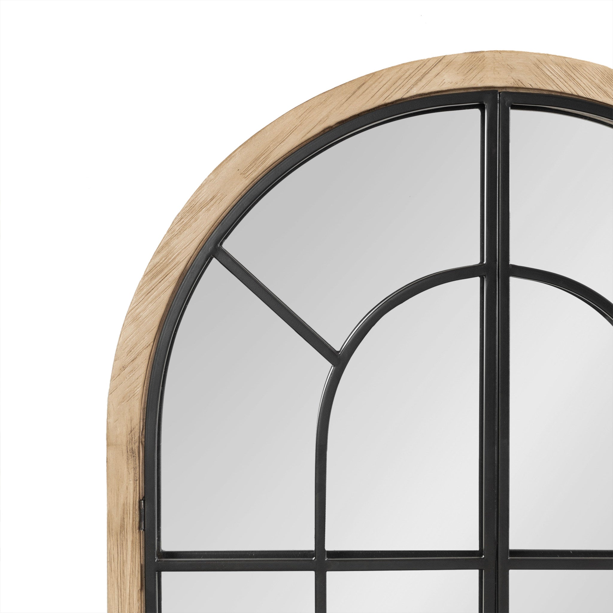 Boldmere Wood/Metal Arch Windowpane Mirror