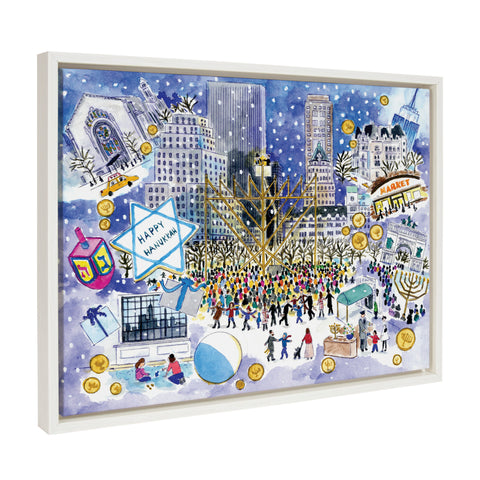 Sylvie Hanukkah Framed Canvas by Michael Storrings