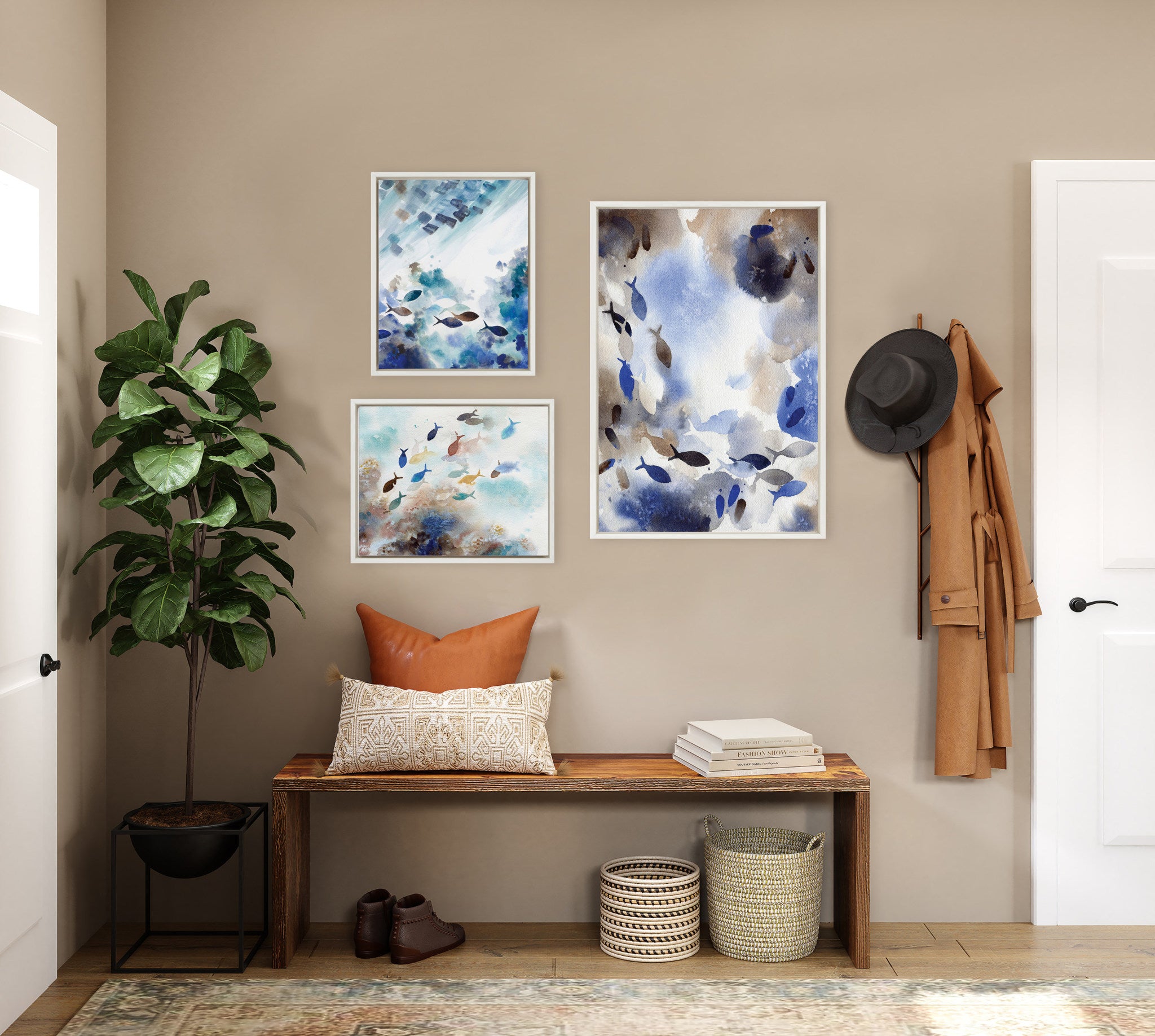 Sylvie Obstacles, Adventure and Nourish Framed Canvas Art Set by Janet Meinke-Lau
