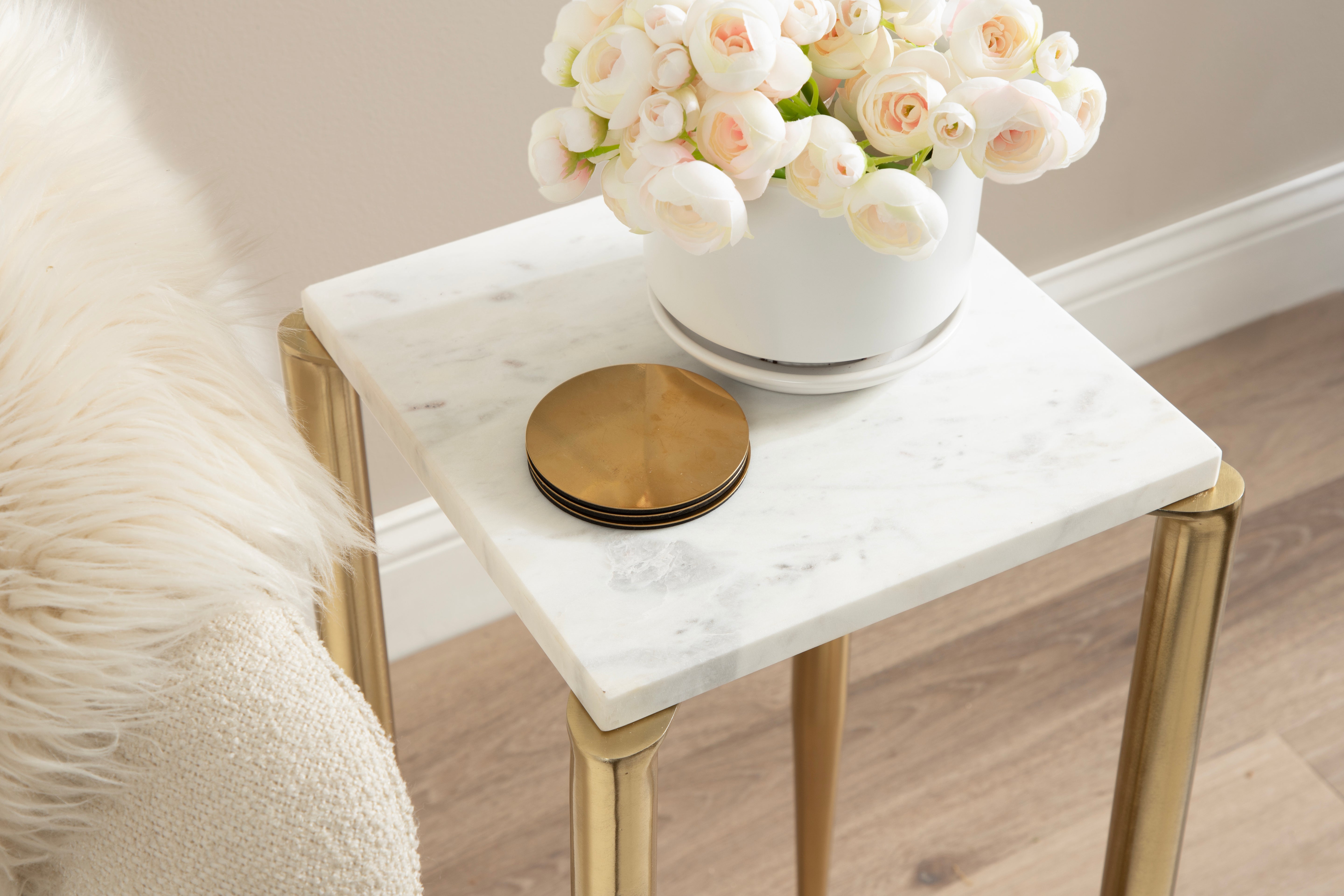 Drink Table 12x12x24 White Gold 7