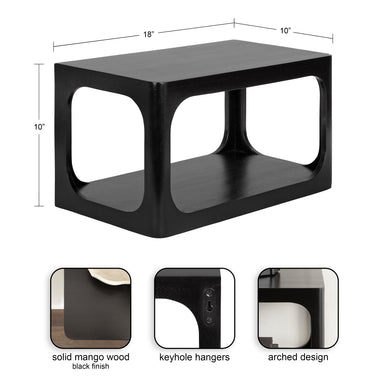 Floating Side Table Black 18x10x10 2