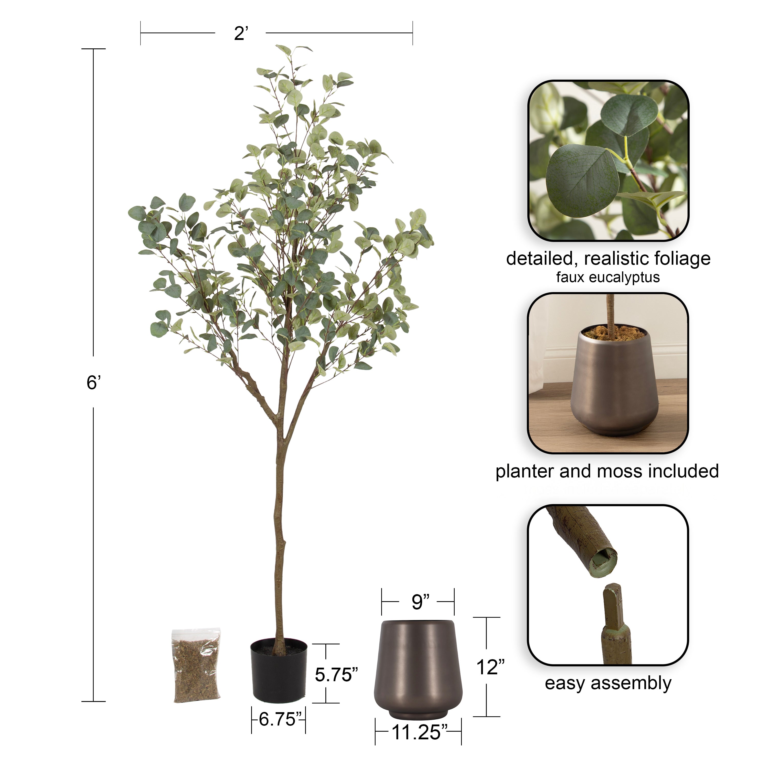 Faux Tree Dark Silver 6' 2
