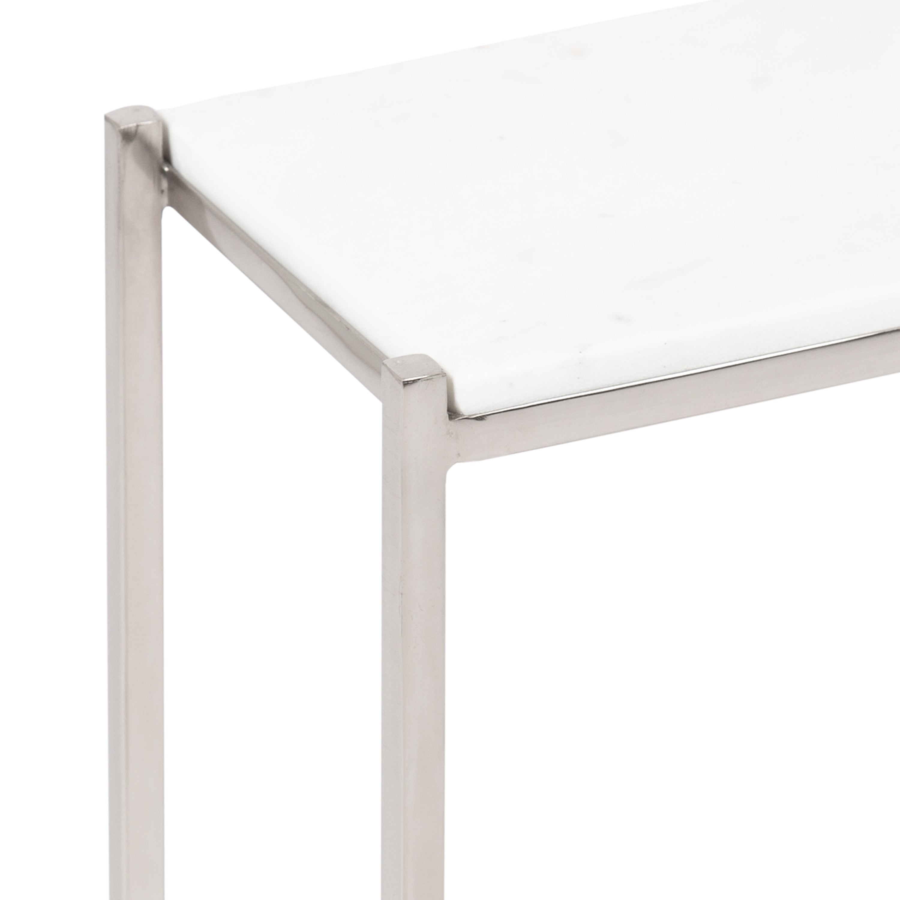 Side Table 12x7x22 Silver White 3