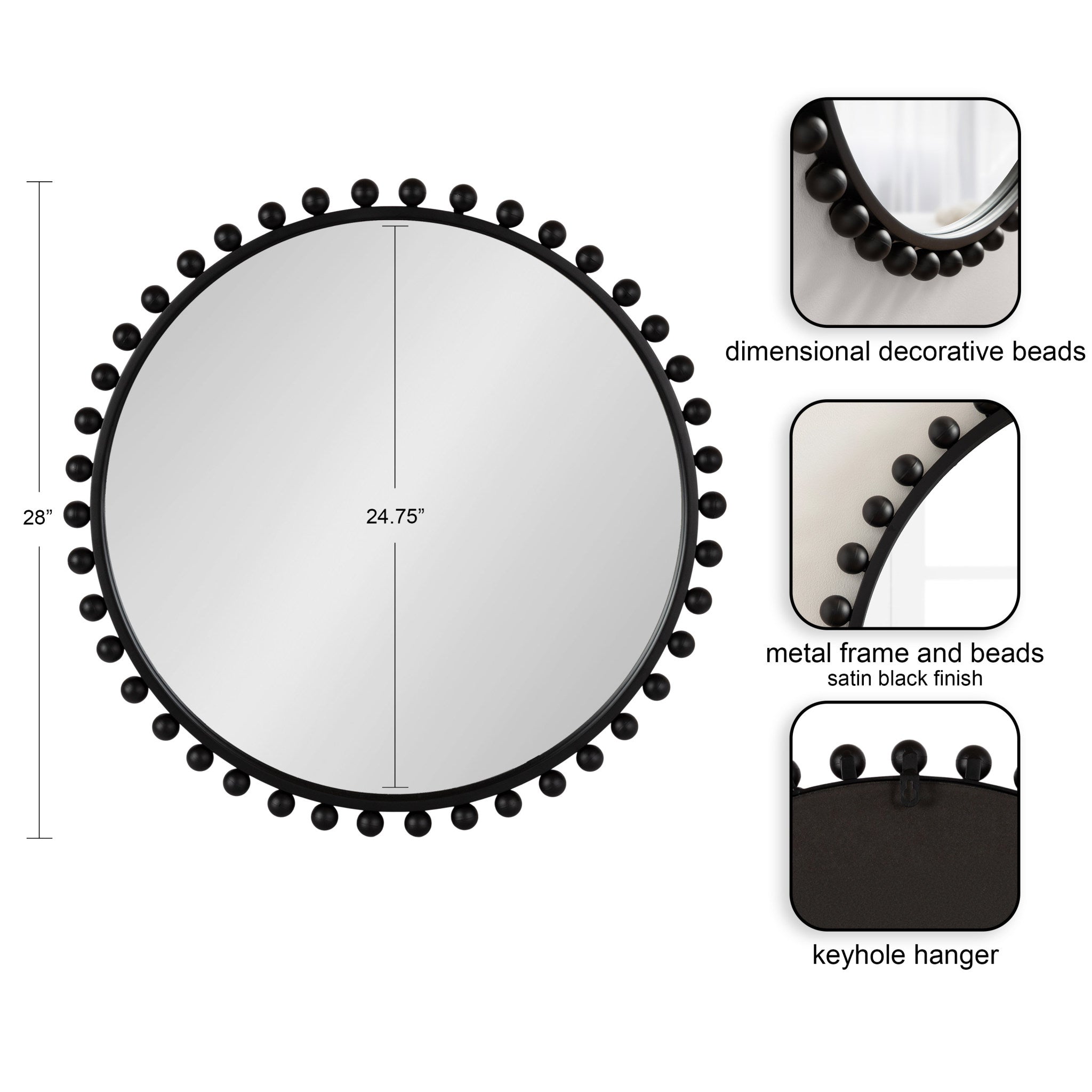 Beade Round Wall Mirror
