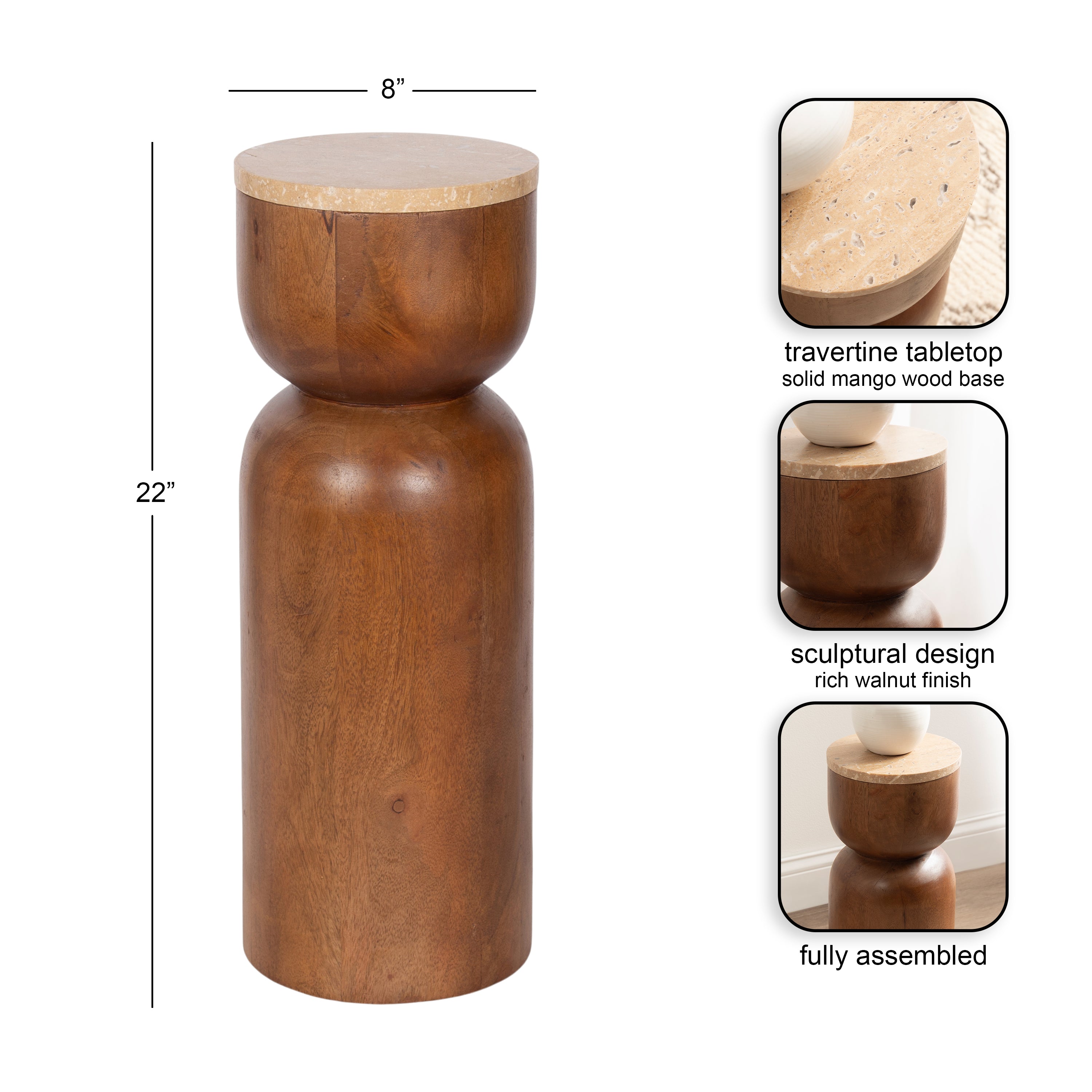 Drink Table Walnut Brown 8x8x22 2
