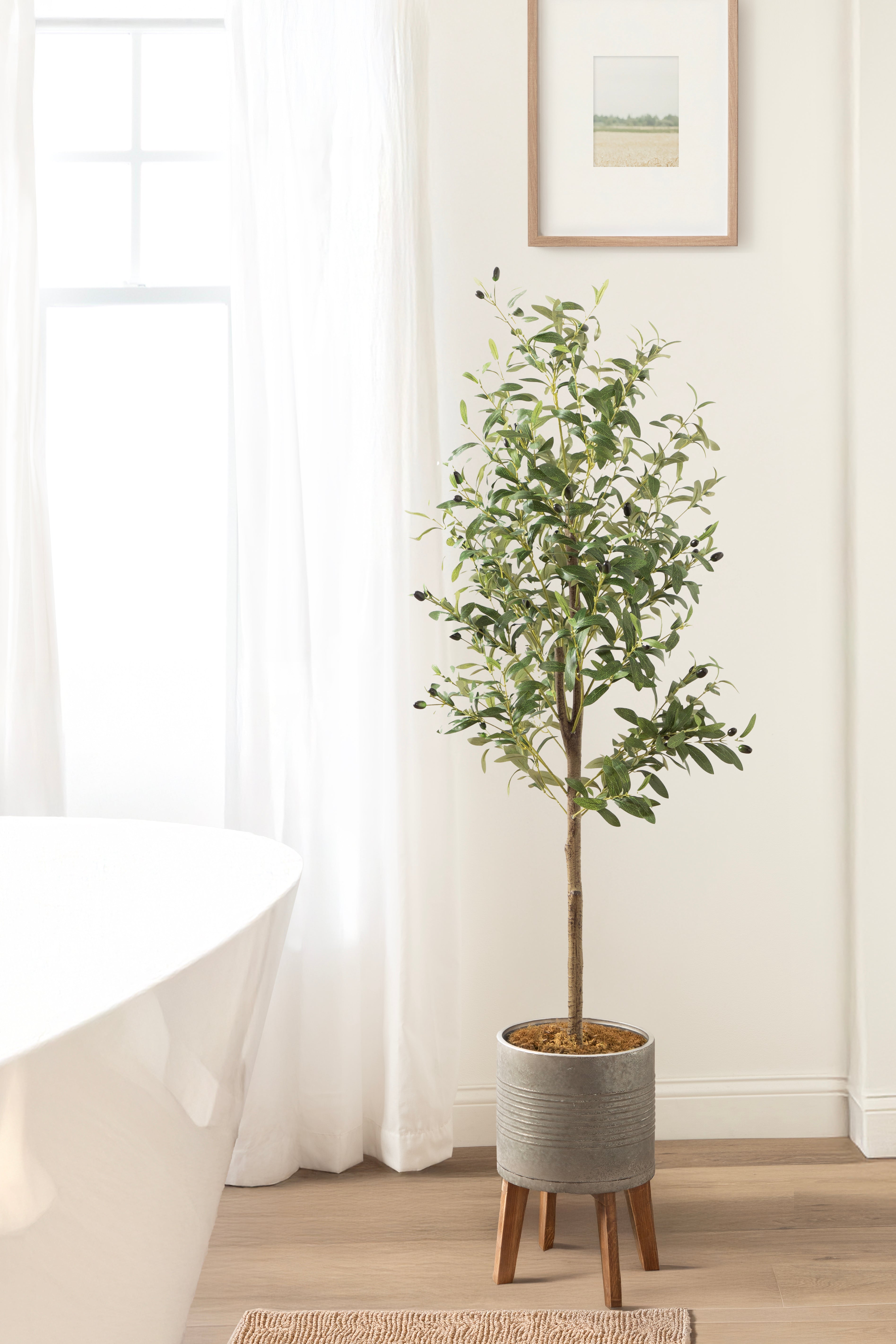 Faux Tree 5.5' Pewter Rustic Brown 7