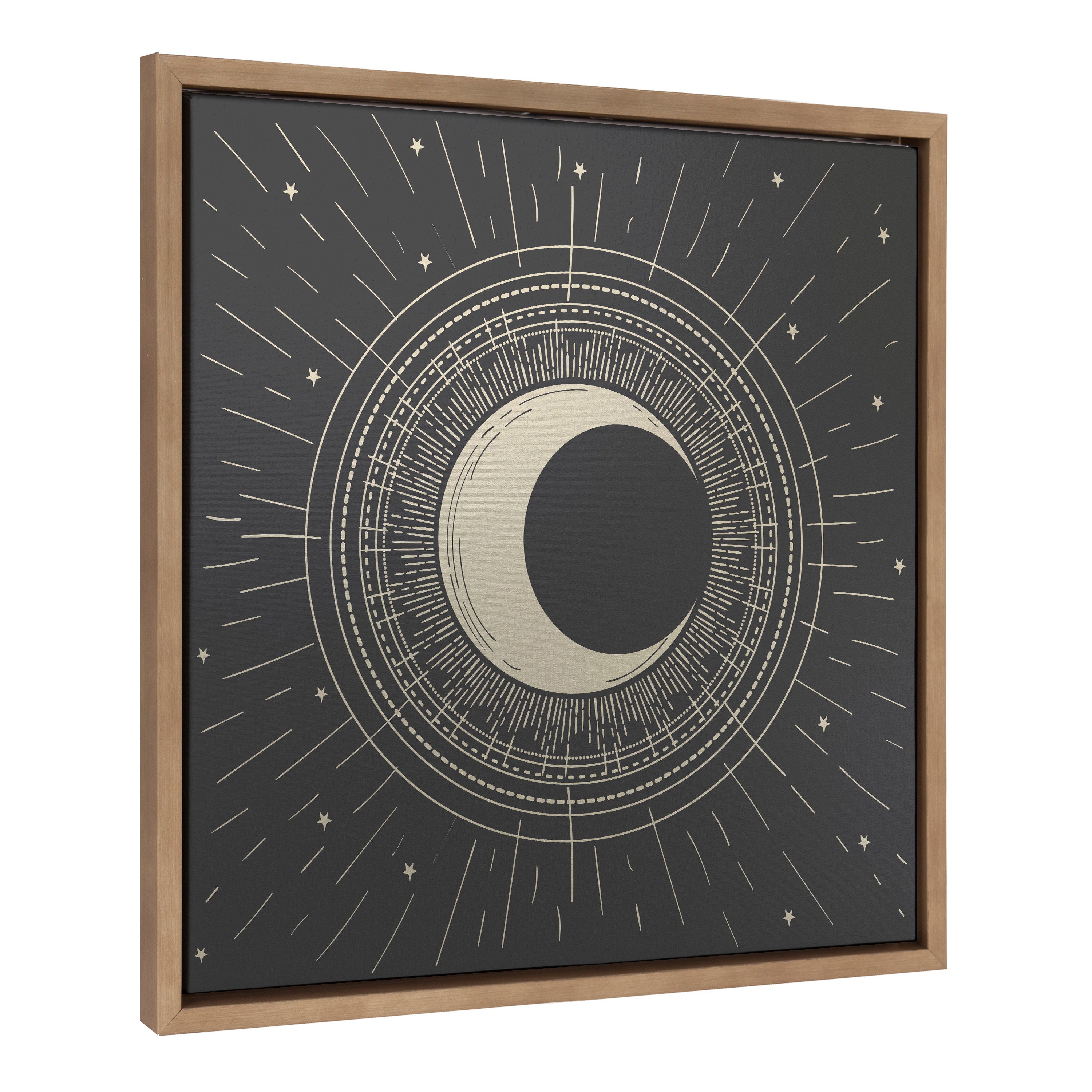 Sylvie Crescent Moon Mystic Boho Night Sky Zodiac Framed Canvas by Tatyana Antusenok