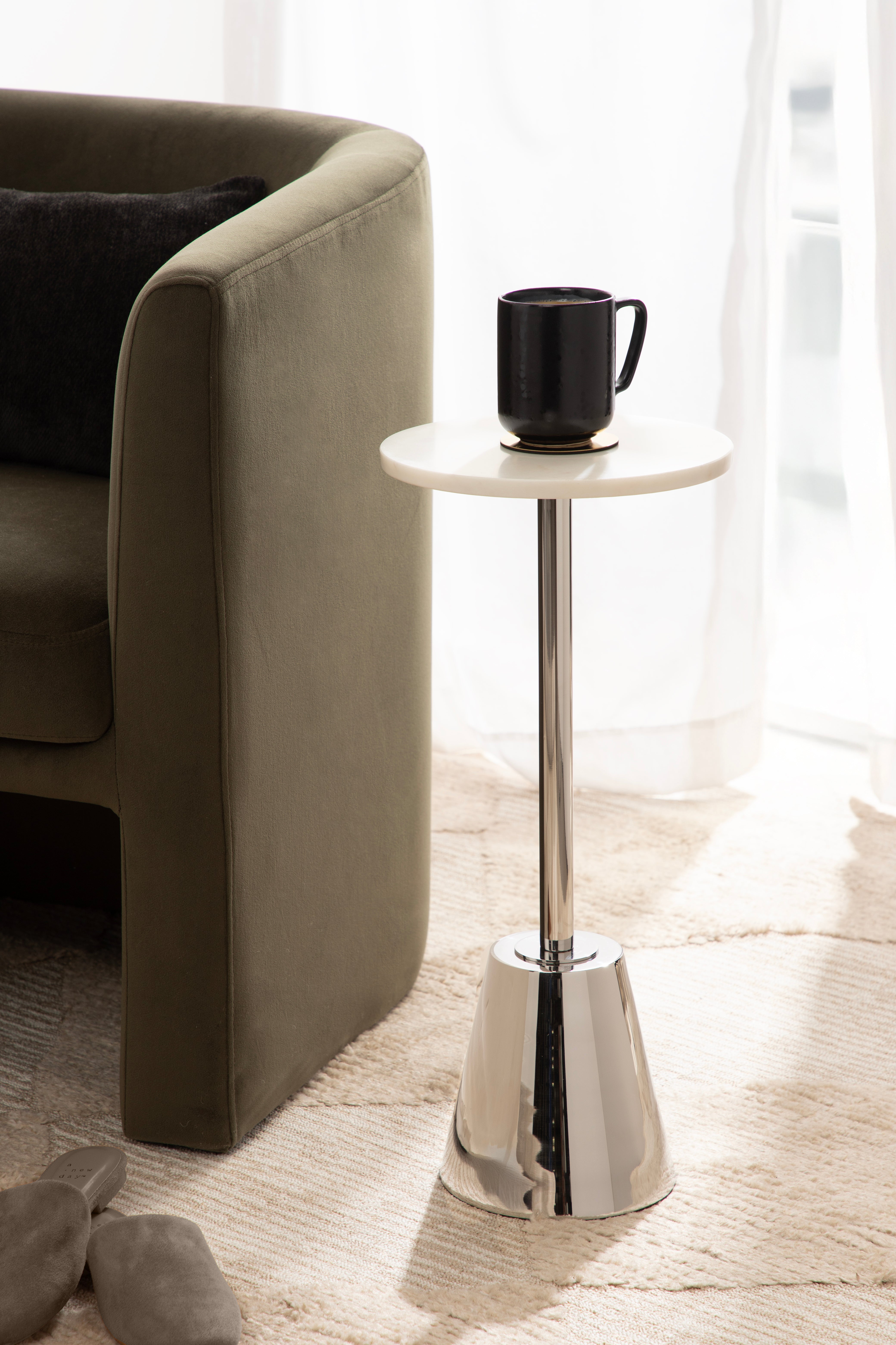 Side Table White Silver 10x10x22 6