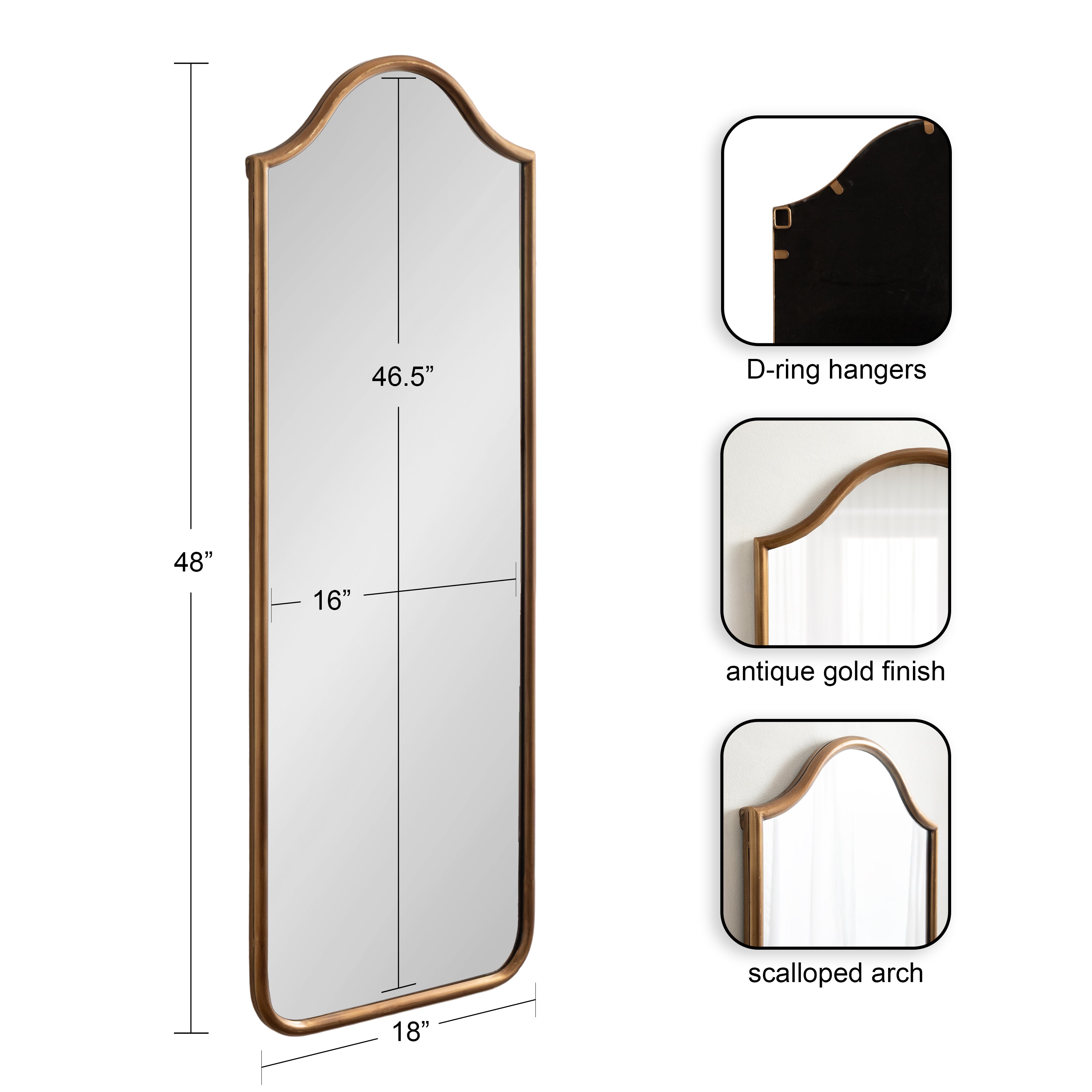 Full Length Mirror 18x48 Gold 2