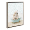 Sylvie Mother and Baby Polar Bear in Little Fish Bath Framed Canvas by Amy Peterson Art Studio