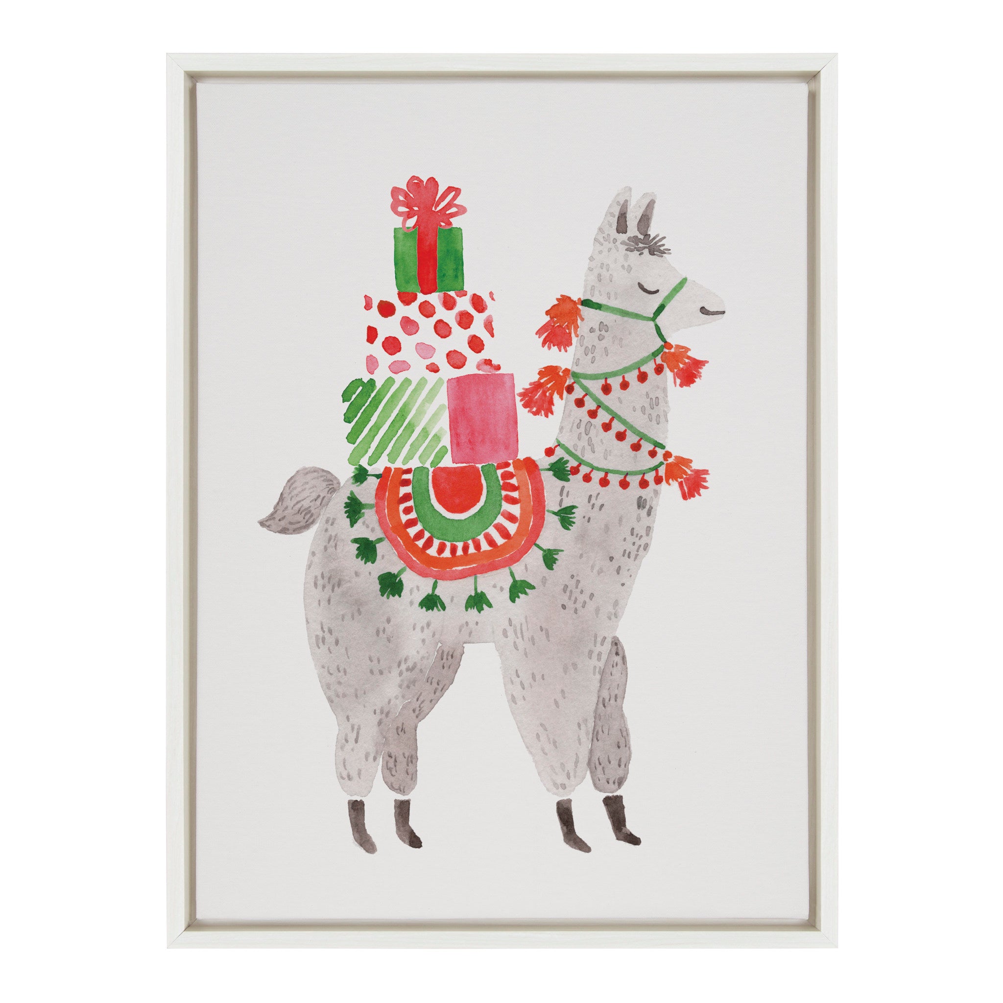 Sylvie SB Llama Christmas Framed Canvas by Sara Berrenson