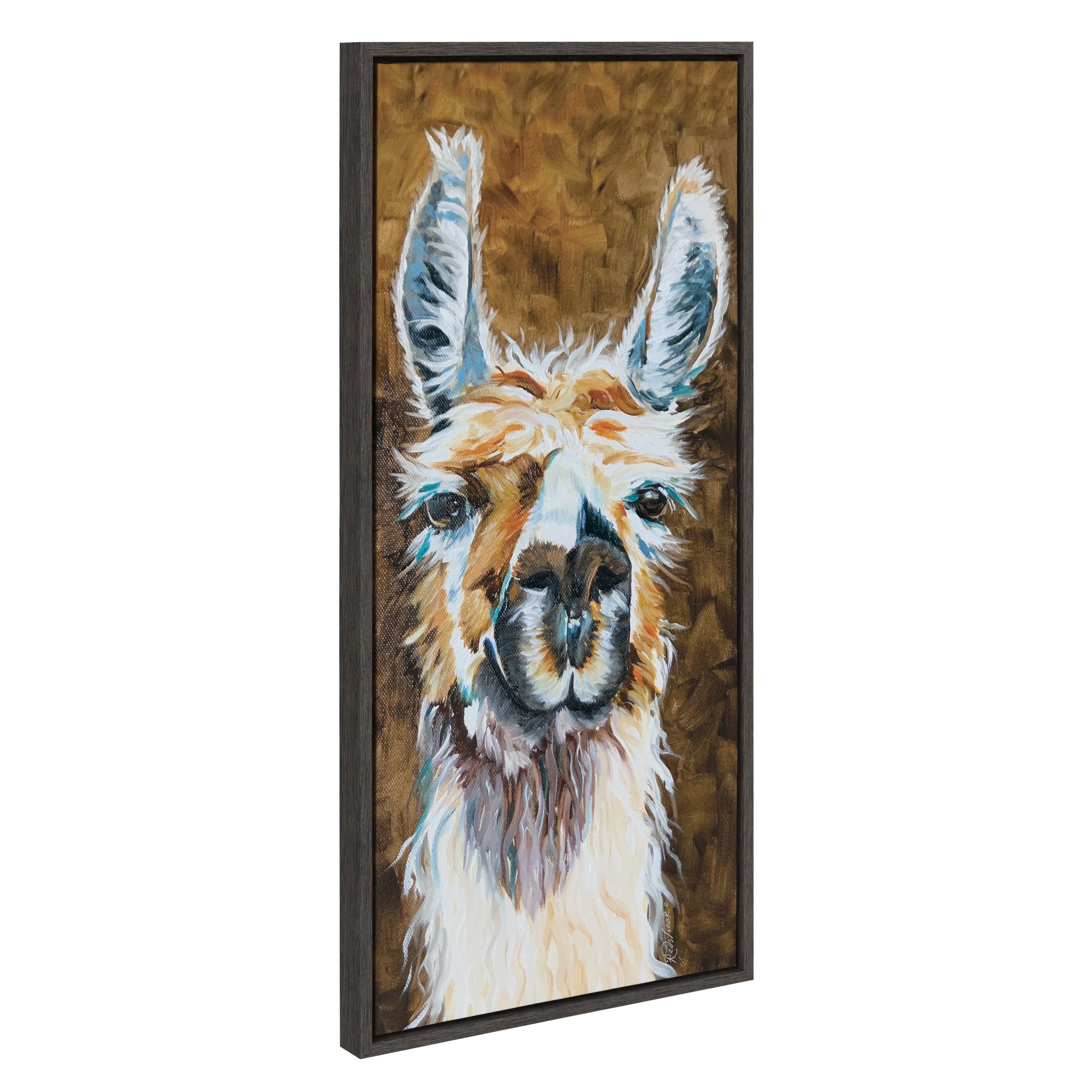 Sylvie Adorable Alpaca Portrait Framed Canvas by Jennifer Redstreake Geary of Redstreake Fine Art