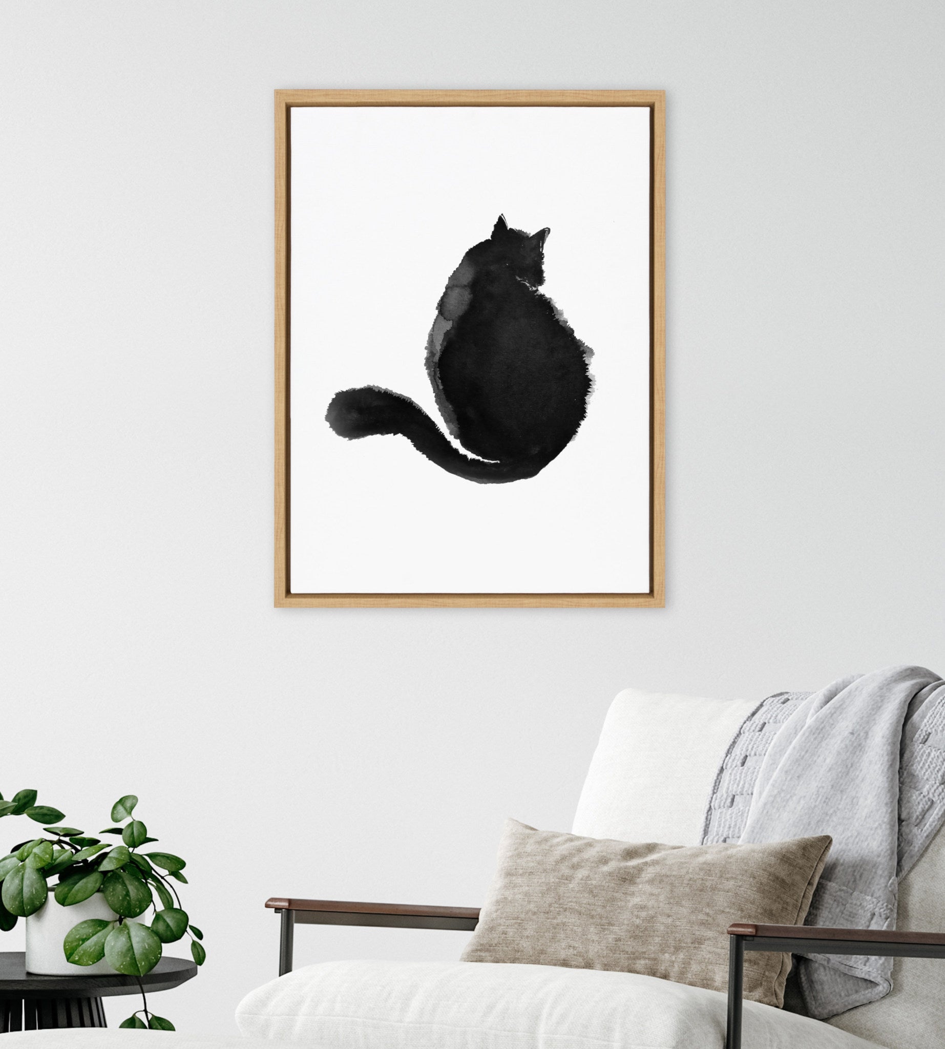 Sylvie Cute Cat BW Framed Canvas by Viola Kreczmer