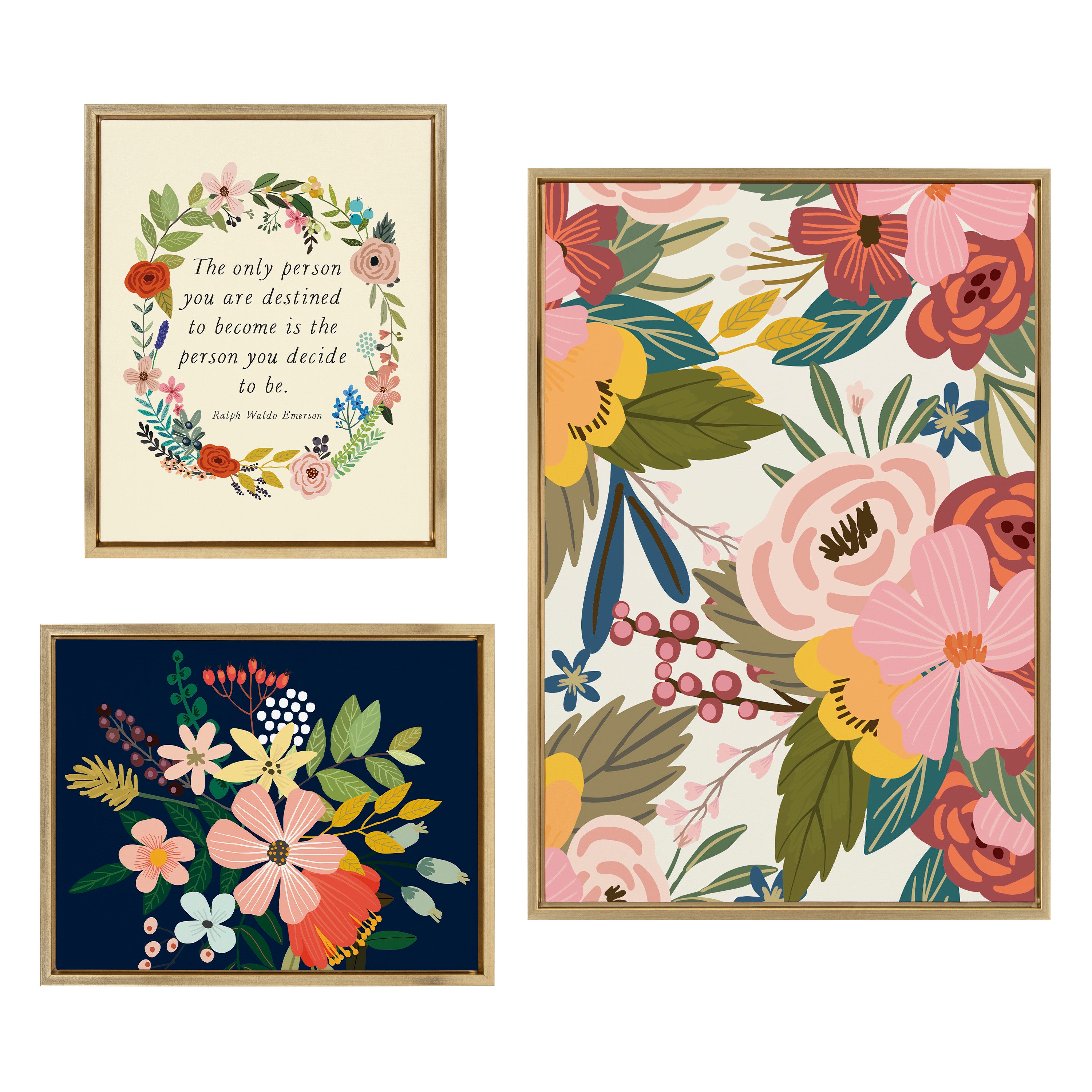 Sylvie Softly, MC 481 Floralis C and MC441 The Only Person Framed Canvas Art Set by Mia Charro