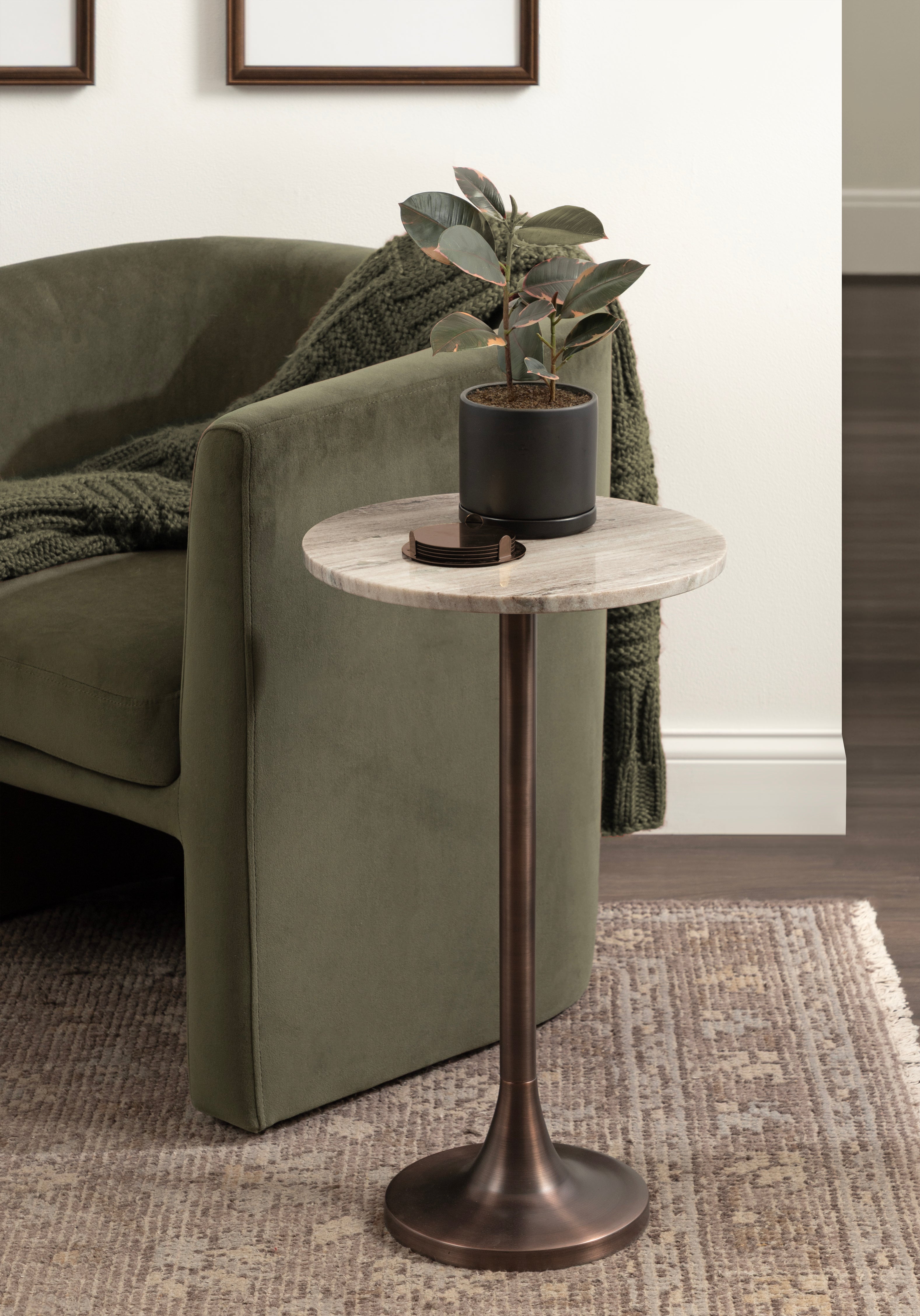 Drink Table Beige Bronze 14x14x24 6