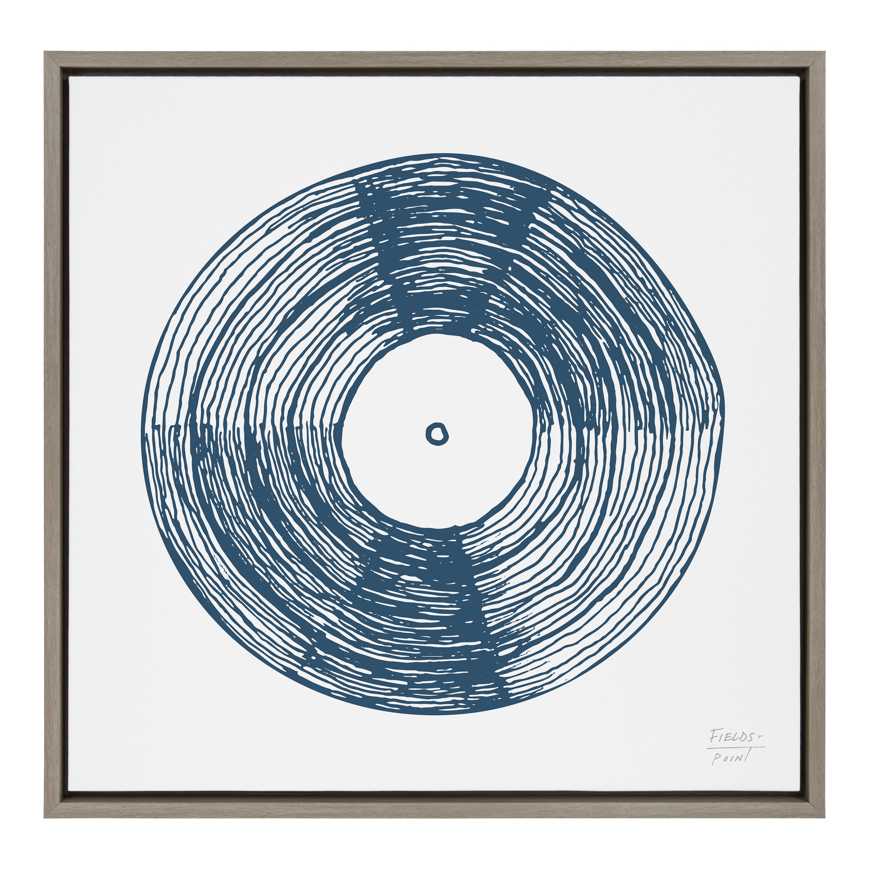 Sylvie Record Blue Framed Canvas by Statement Goods