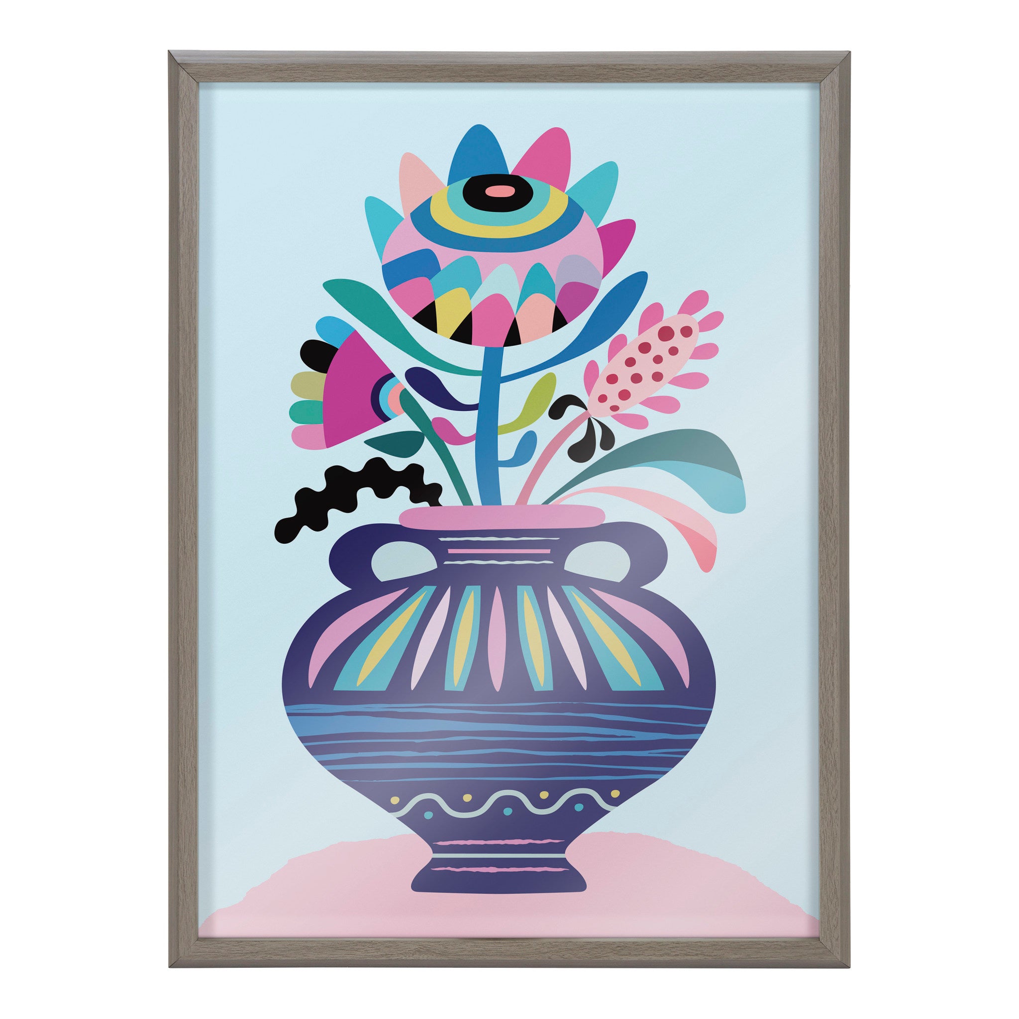 Blake Mid Century Modern Whimsical Floral Framed Printed Art by Rachel Lee of My Dream Wall