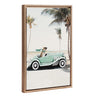 Sylvie Beaded Leopard in Car Beach Palms Framed Canvas by July Art Prints