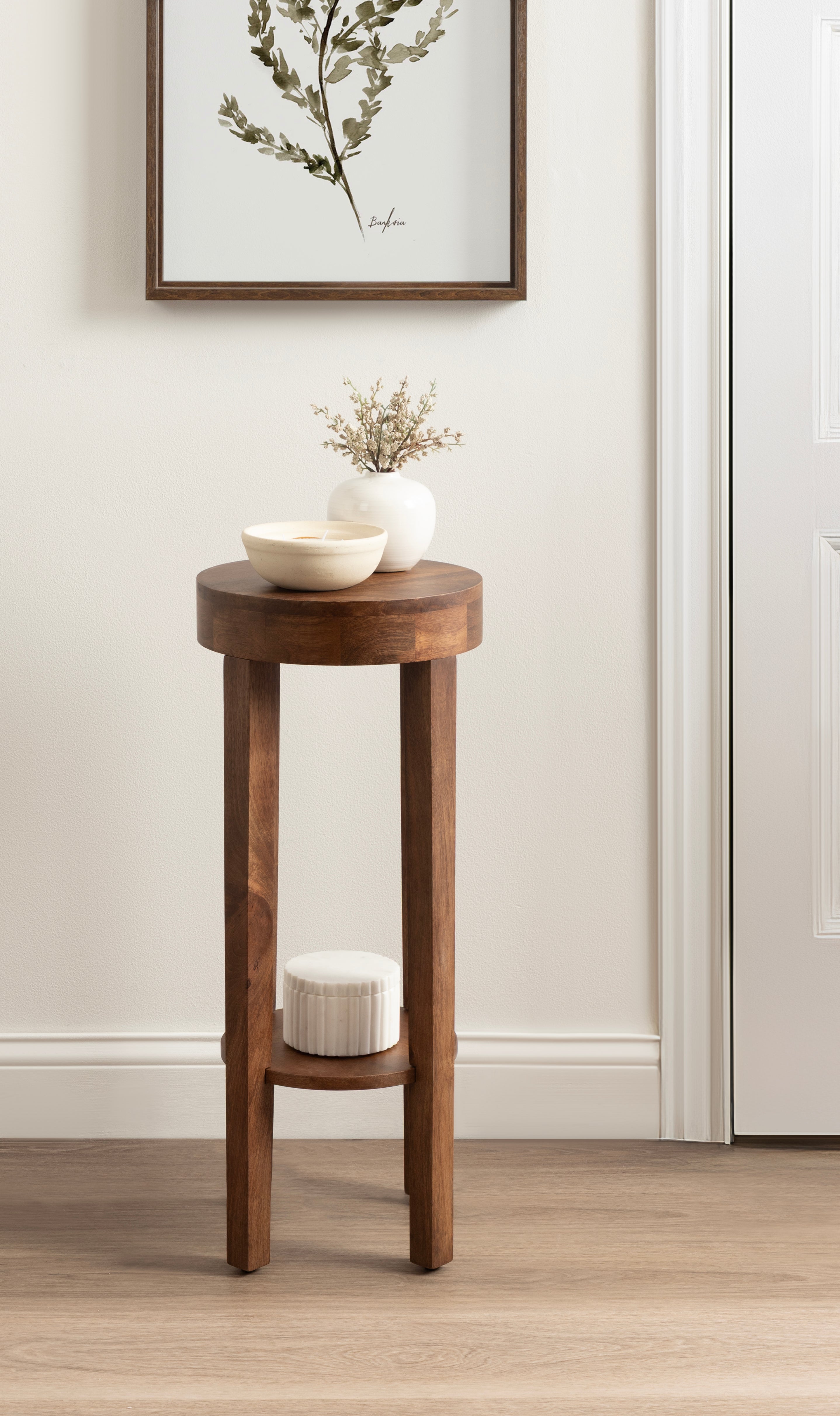 Side Table Walnut Brown 12x12x28 8