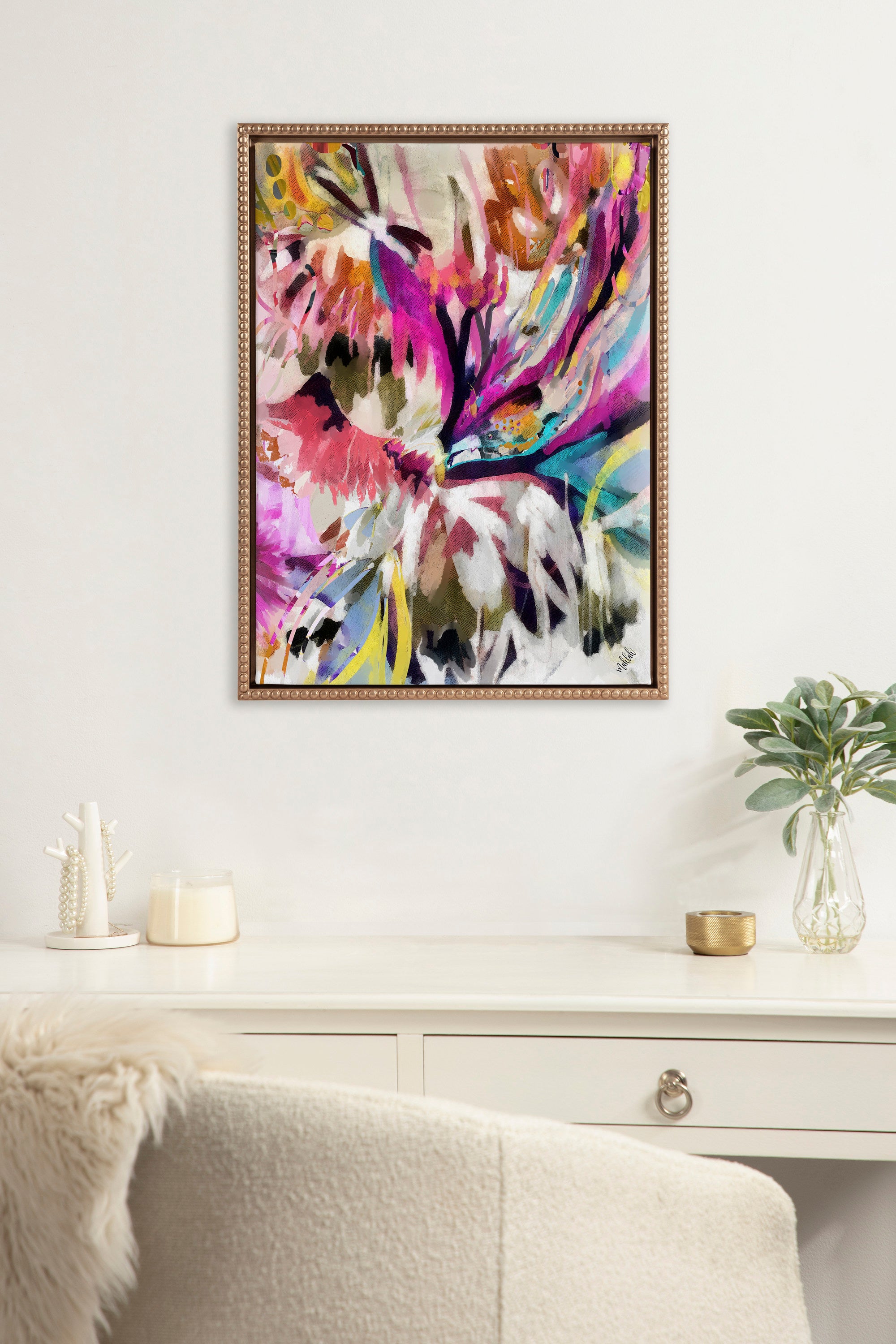 Sylvie Beaded Amaze Framed Canvas by Inkheart Designs