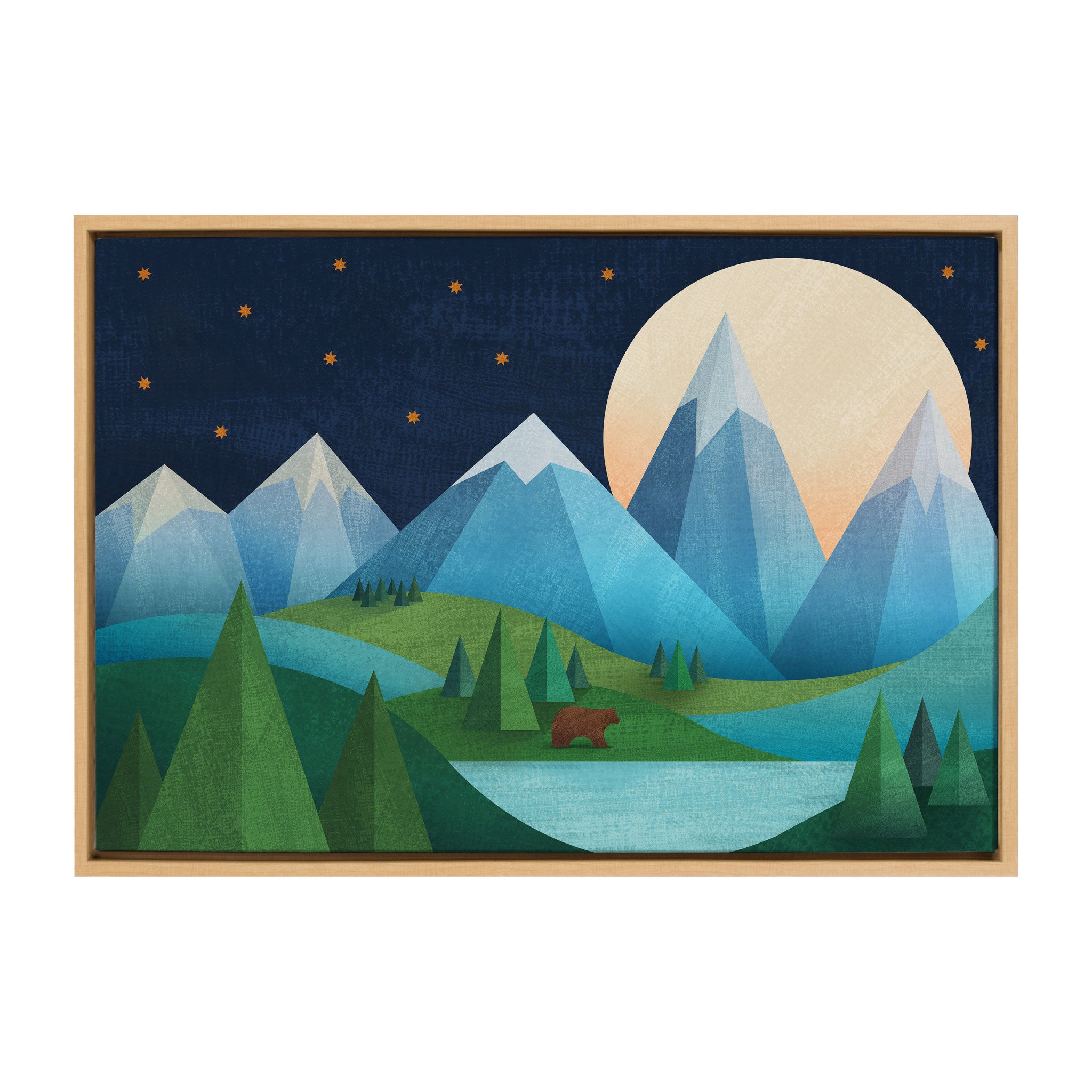 Sylvie Moonlight Mountains Bear Lake Framed Canvas by Carey Copeland