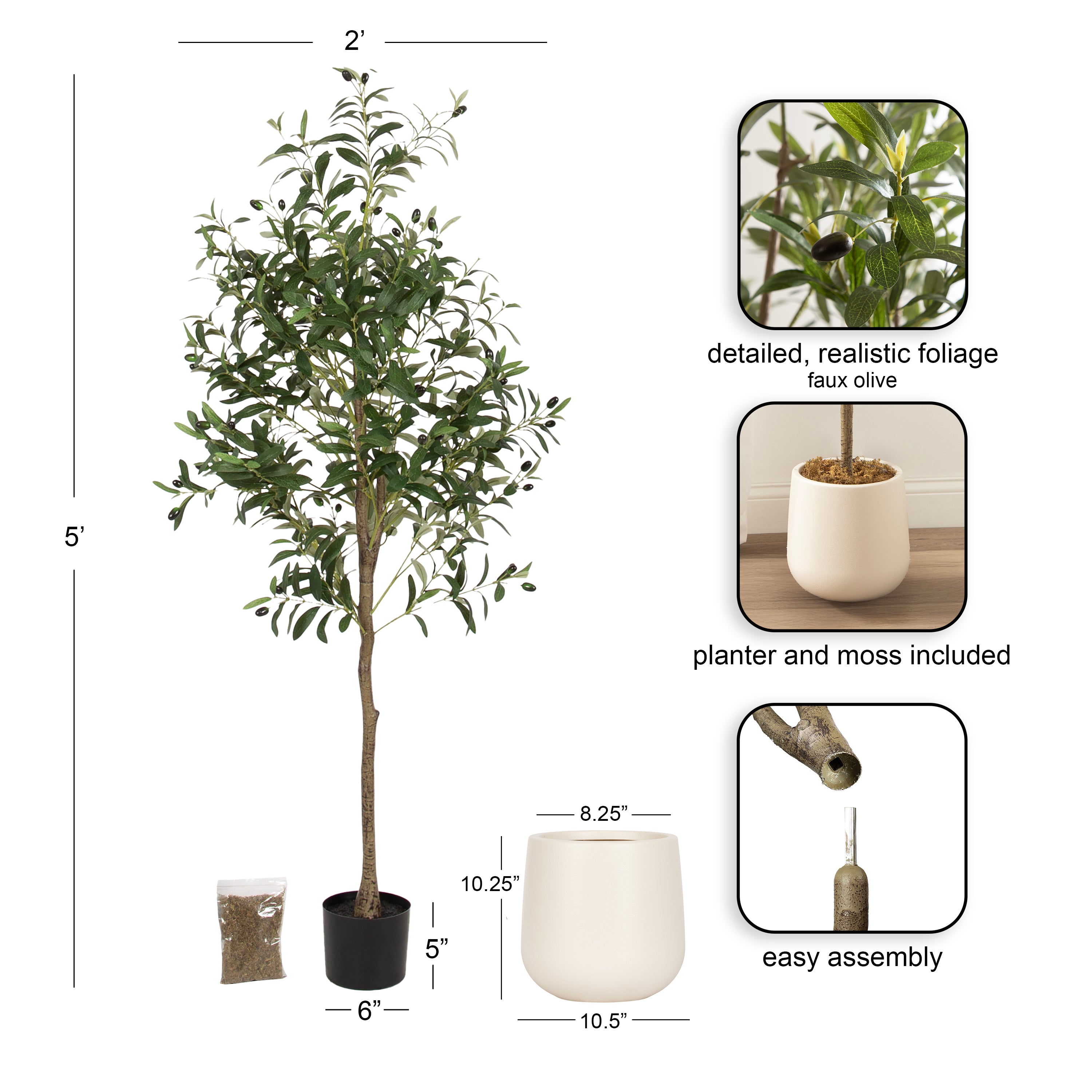Faux Tree 5' Cream 2