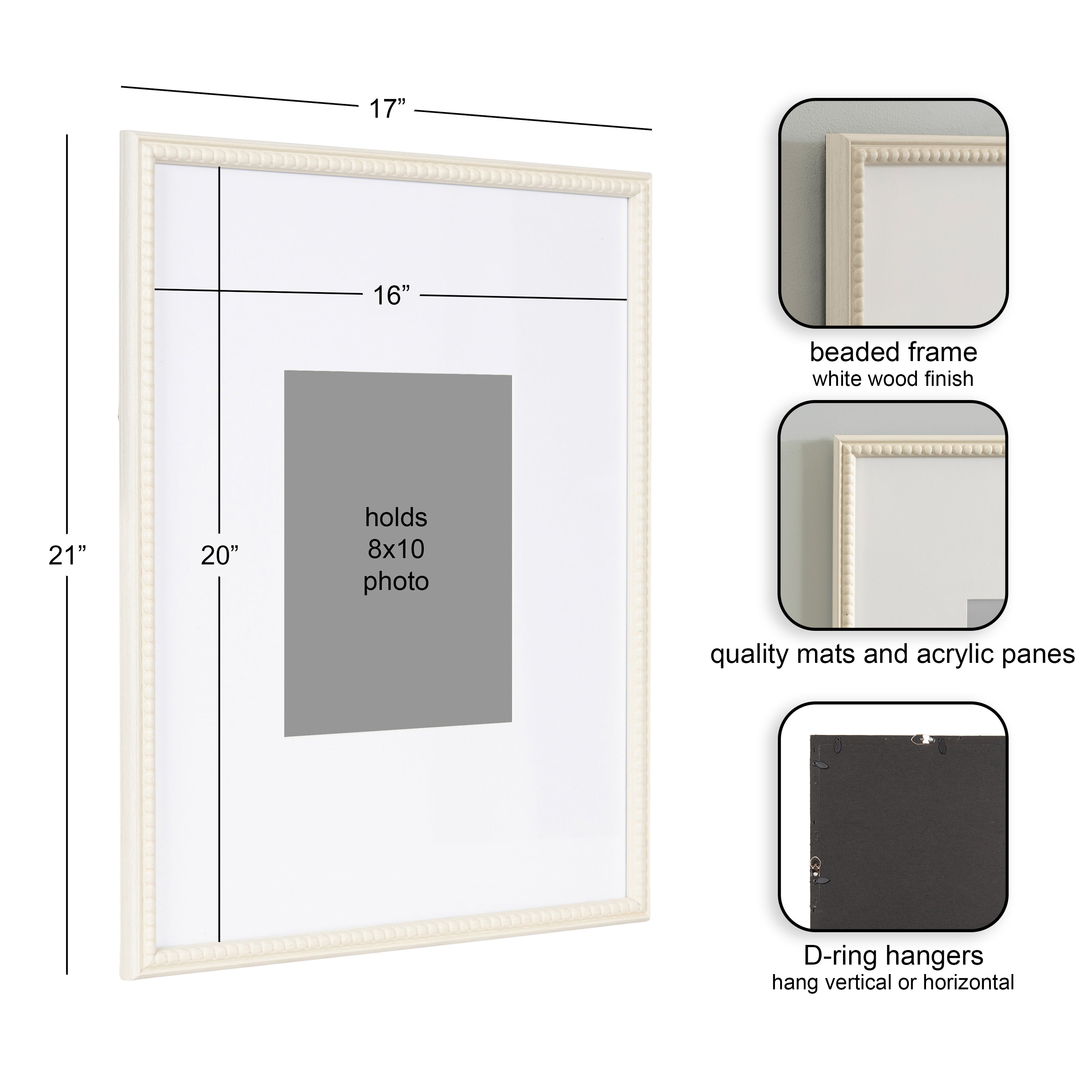 Wall Frame White 16x20 matted to 8x10 2