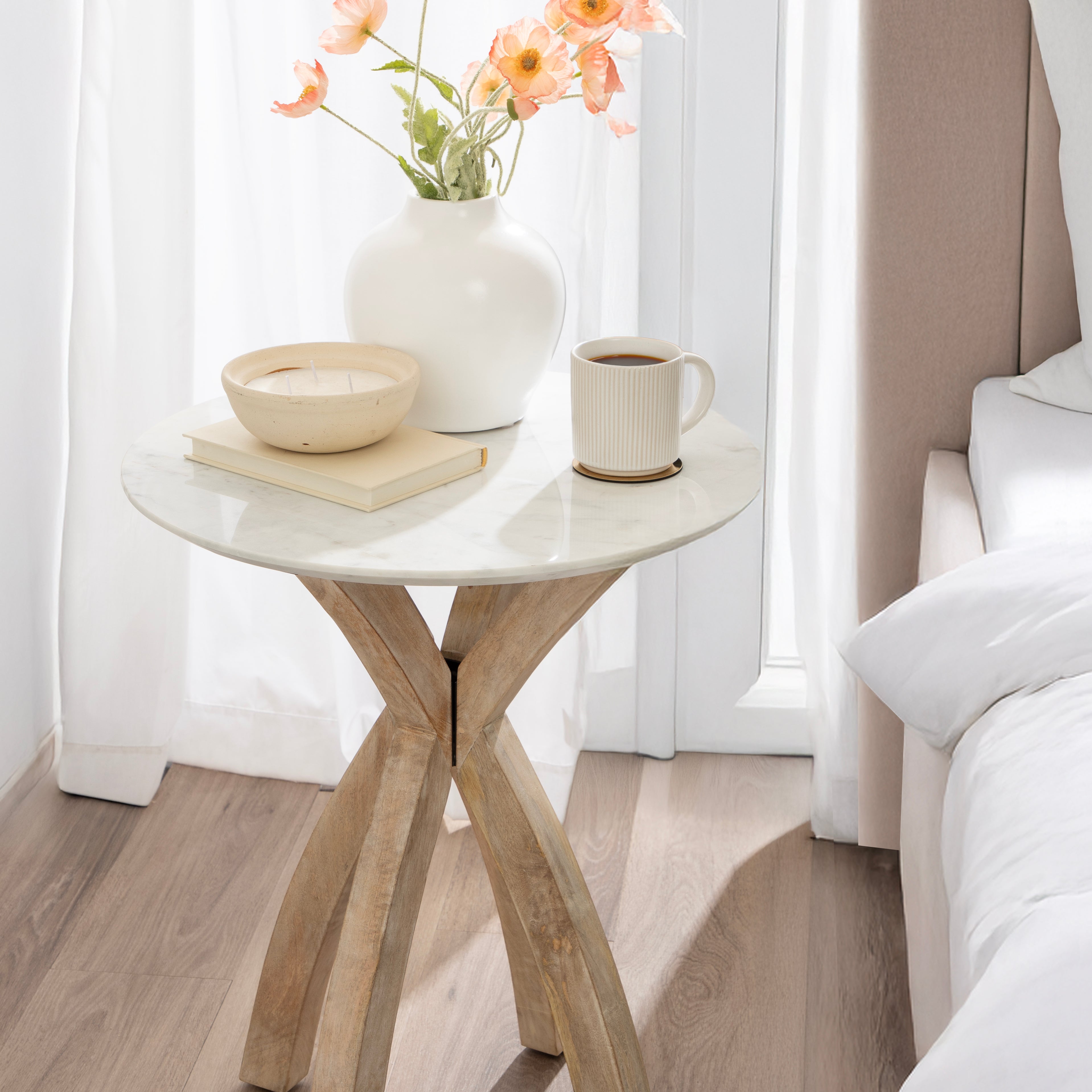 Side Table 20x20x24 White Natural 8