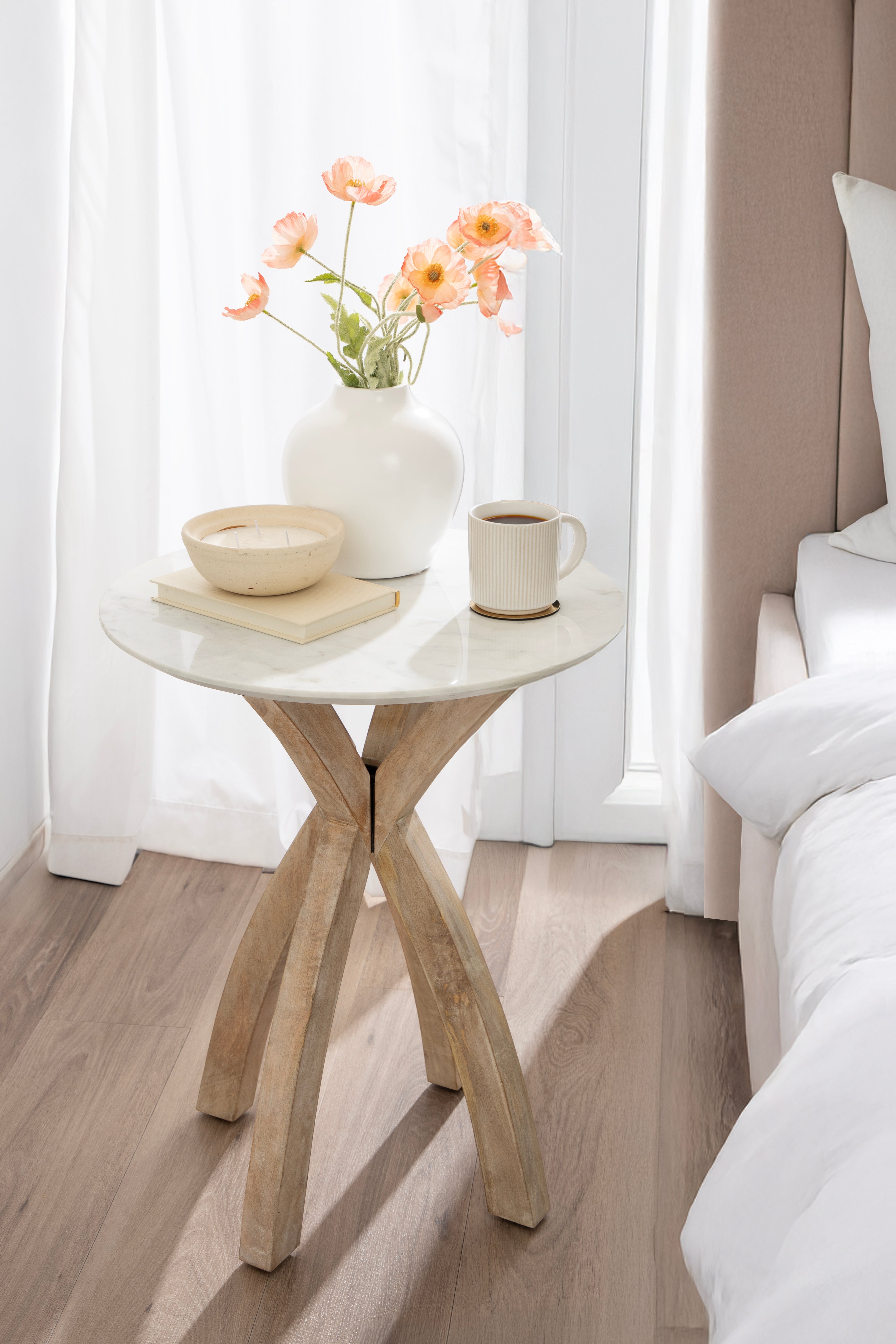 Side Table 20x20x24 White Natural 8