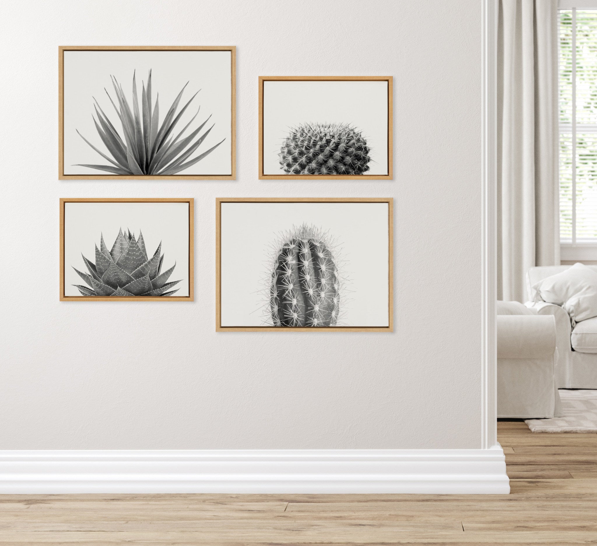 Sylvie Haze Aloe Succulent, Cactus Tall, Cactus Short and Agave Succulent Framed Canvas Art Set by The Creative Bunch Studio